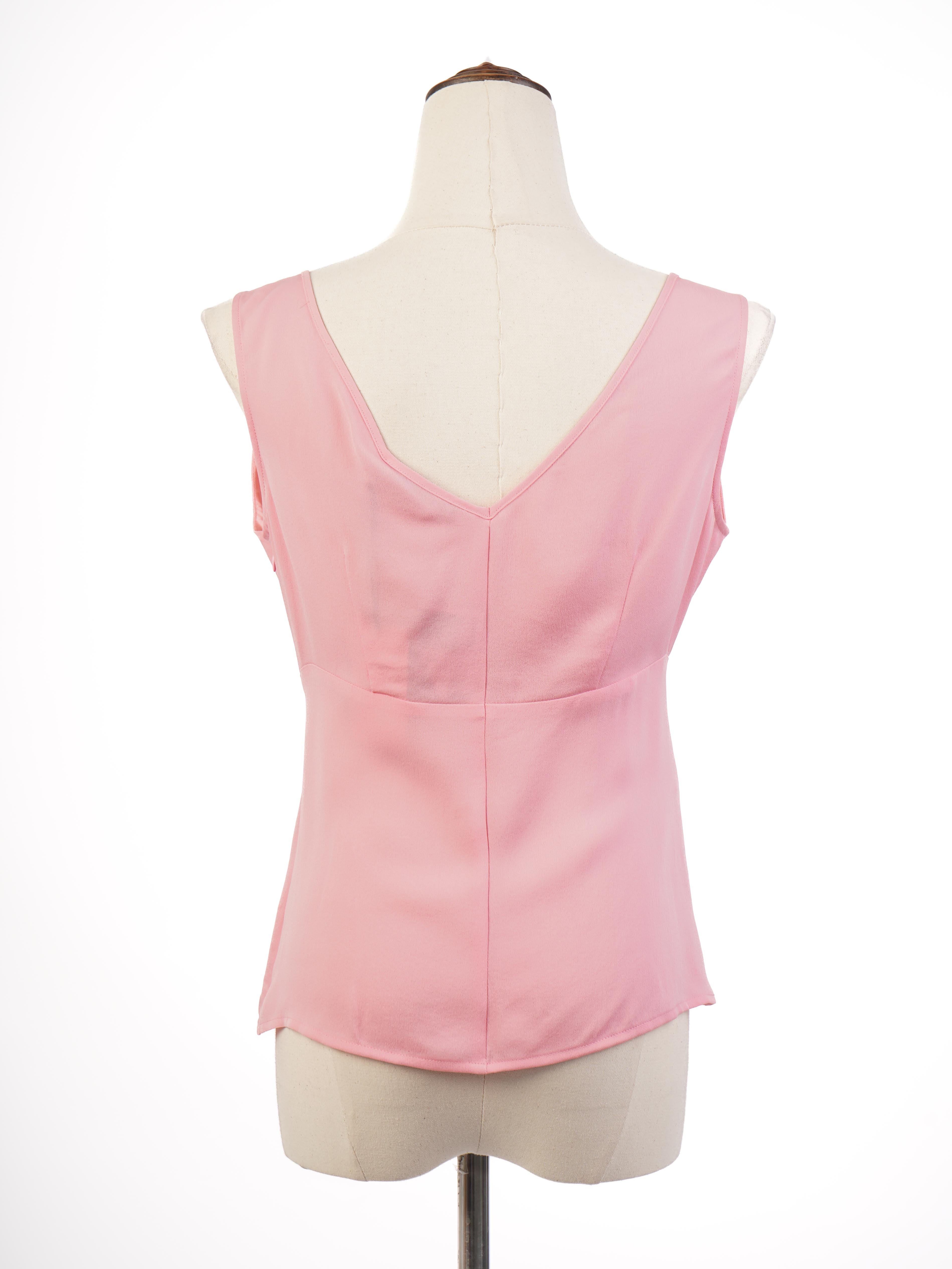 NEW Valentino Pink Sleeveless Blouse V-Neck Size M