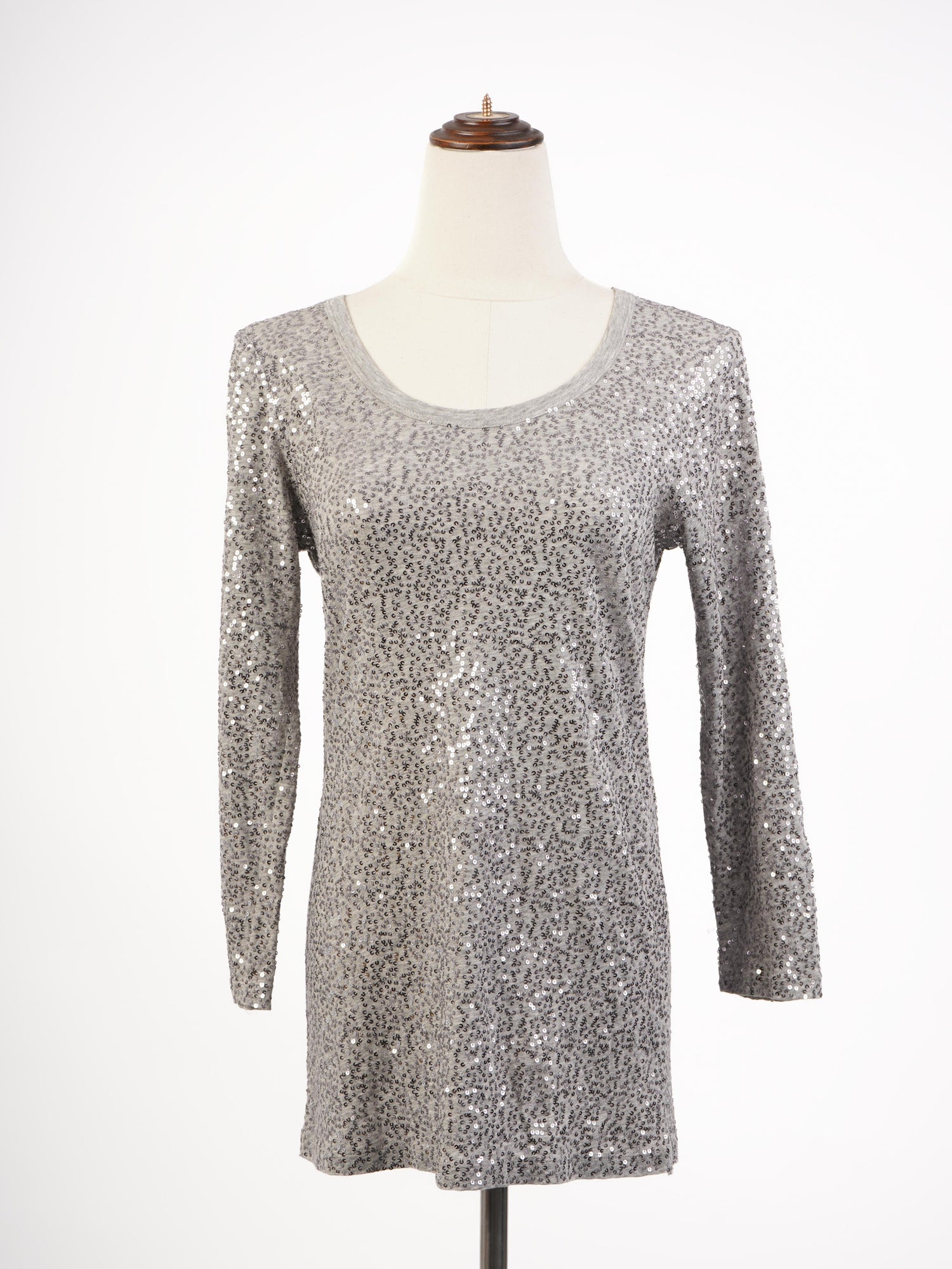 DKNY Gray Long Sleeve Sequin Top Size S - Excellent Condition