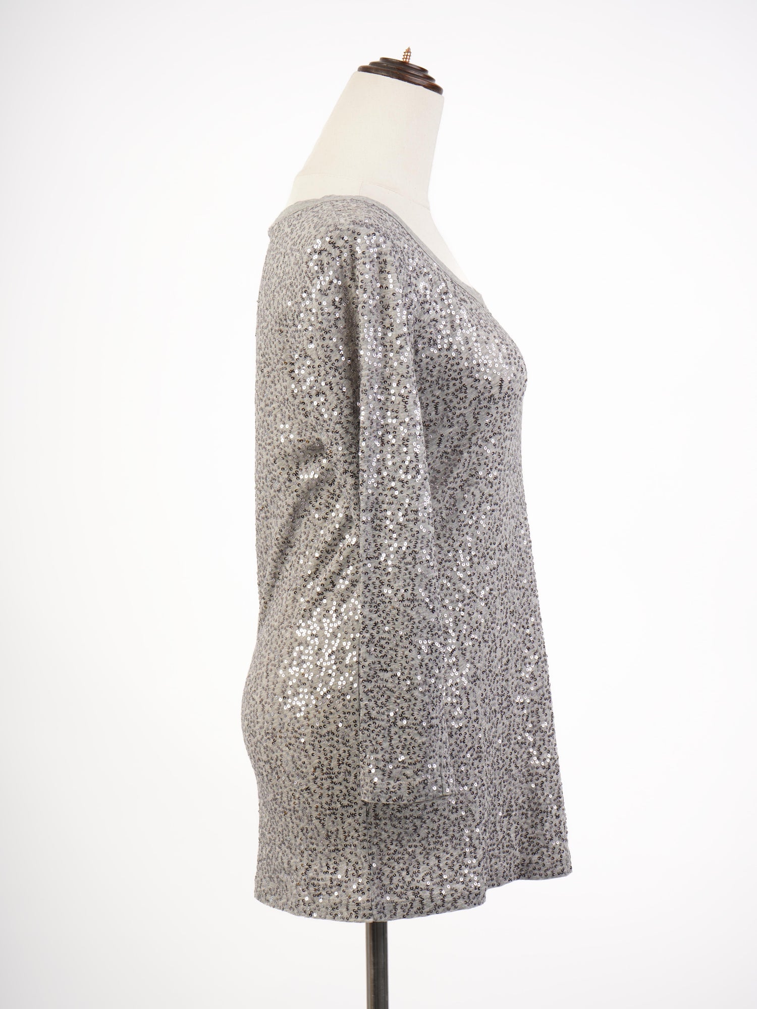 DKNY Gray Long Sleeve Sequin Top Size S - Excellent Condition