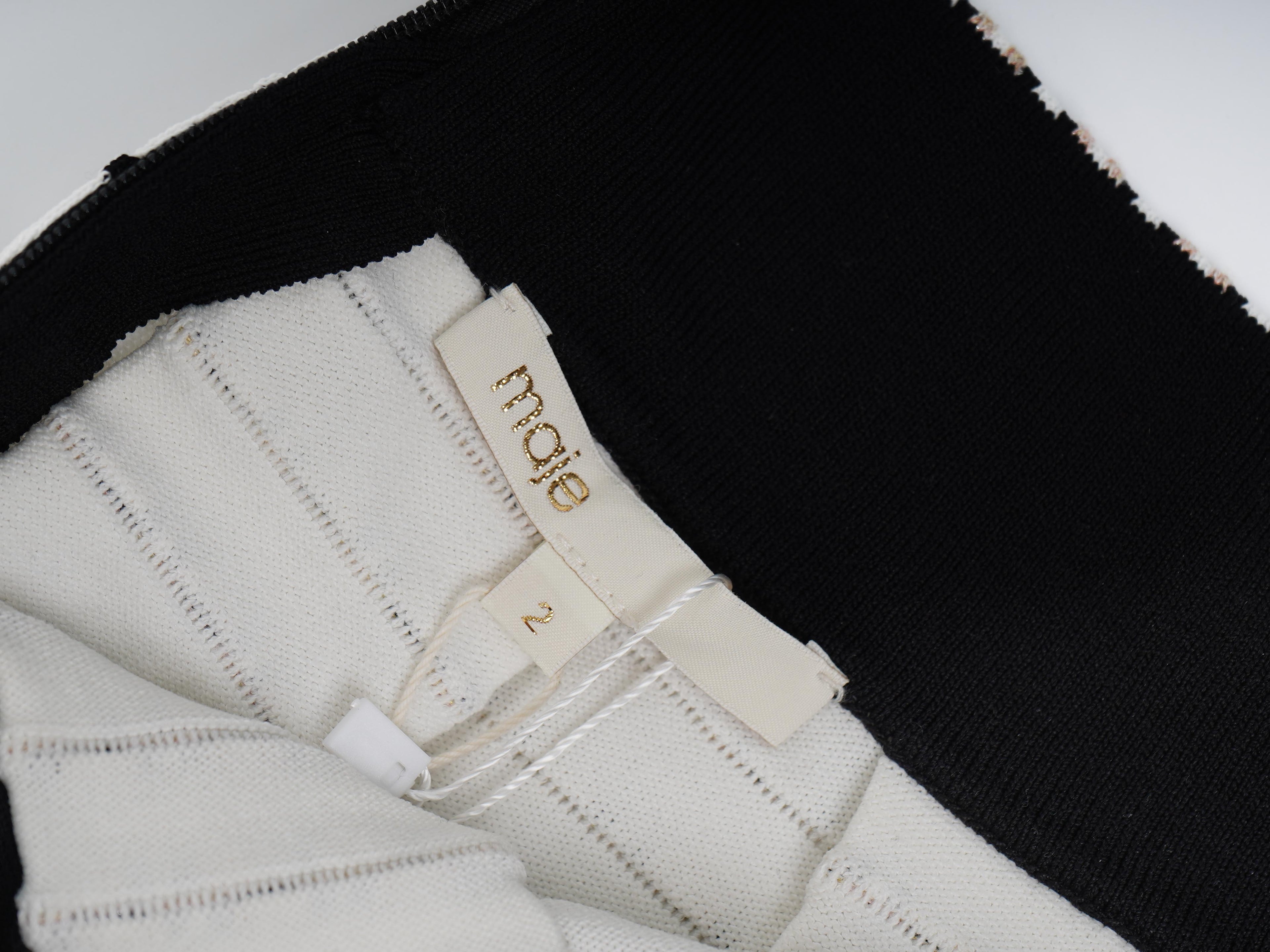 NEW Maje Short Skirt White Black Geometric Patterns Cotton Women