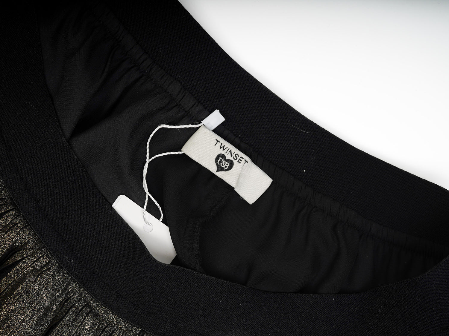 Excellent TWINSET Black & Gold Pleated Skirt Size XS Polyester