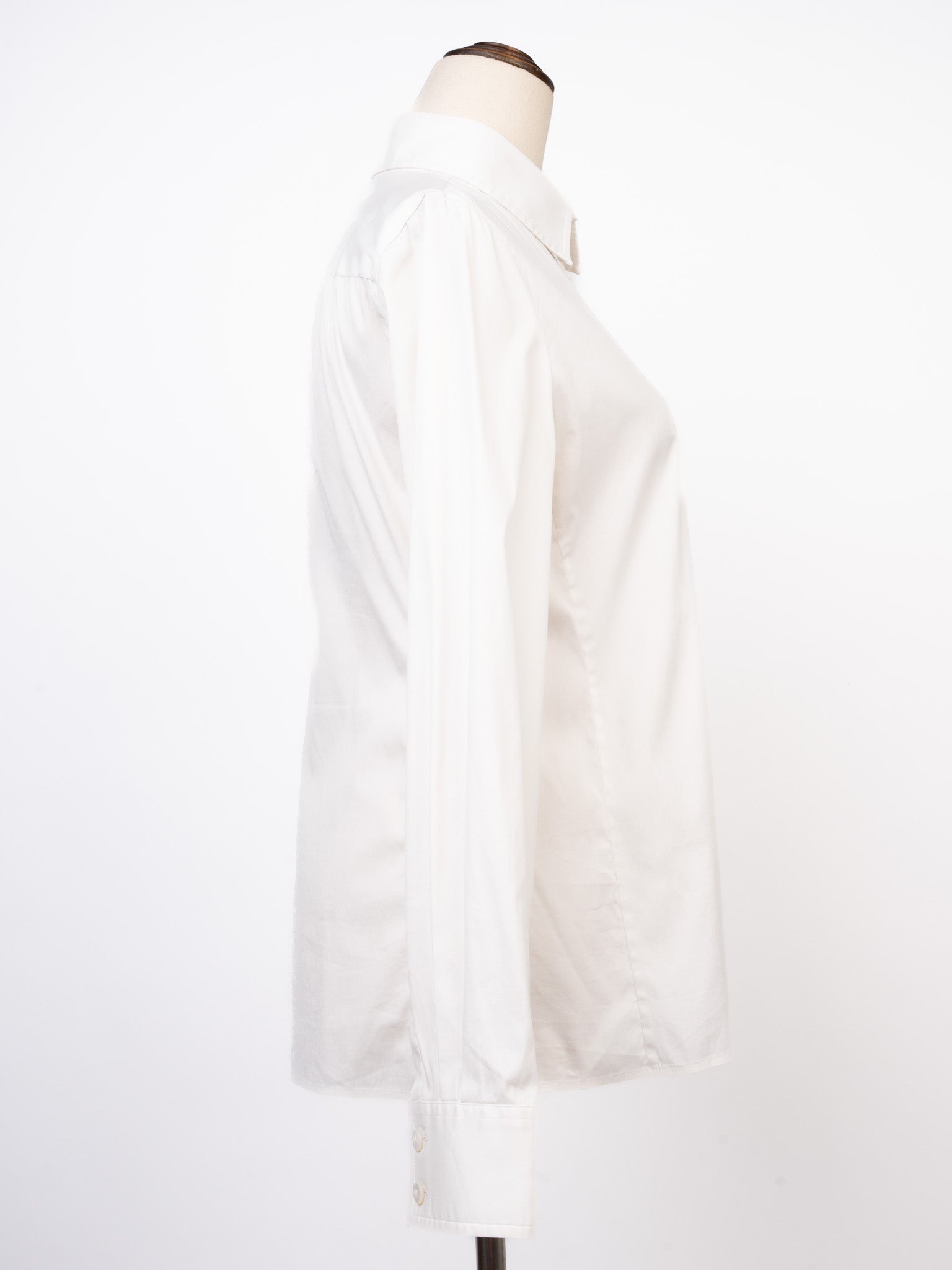 Excellent Armani Collezioni White Cotton Long-Sleeve Button-Up Shirt