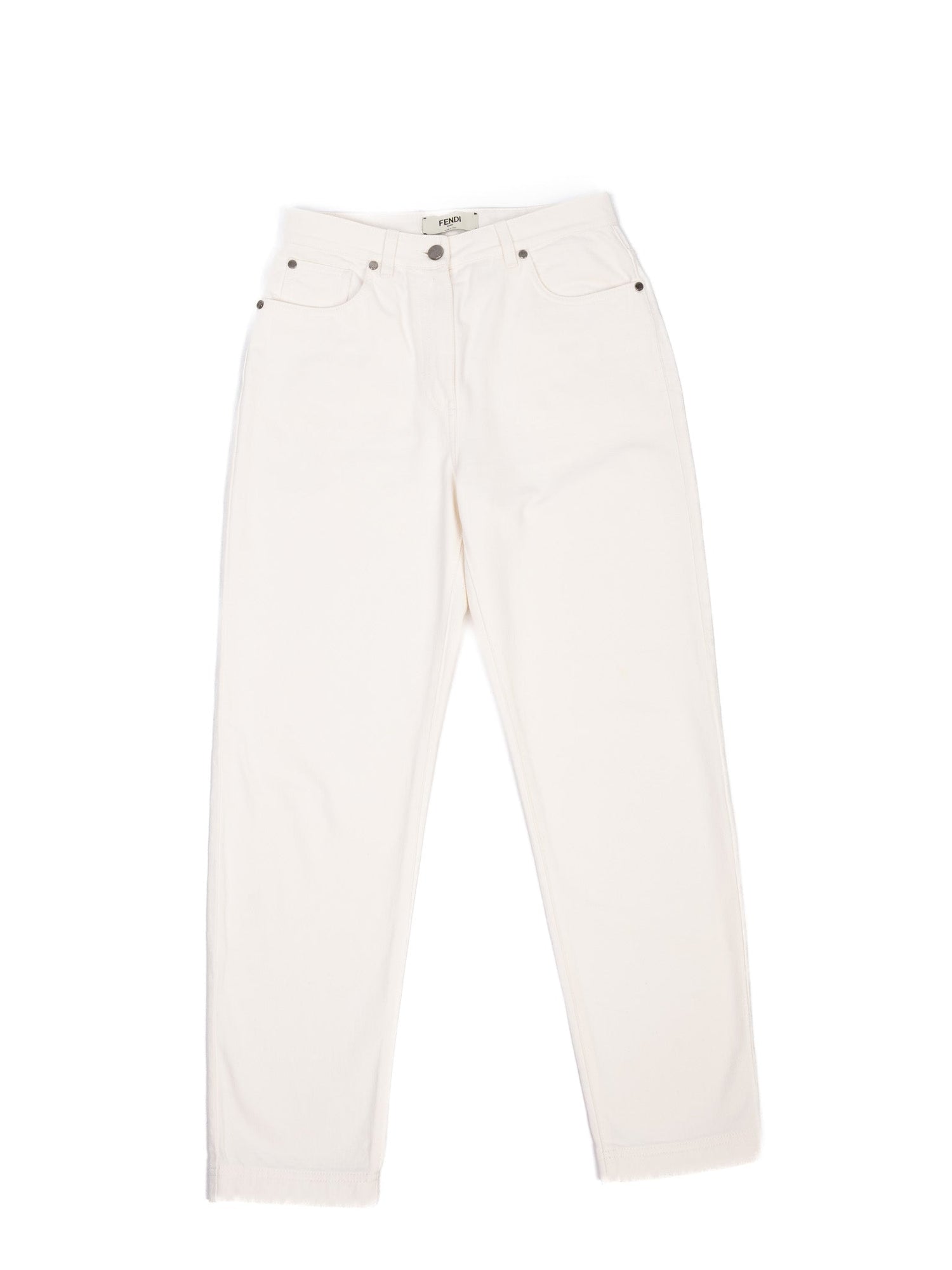 Excellent Fendi White Jeans Women Size M Five-Pocket Design