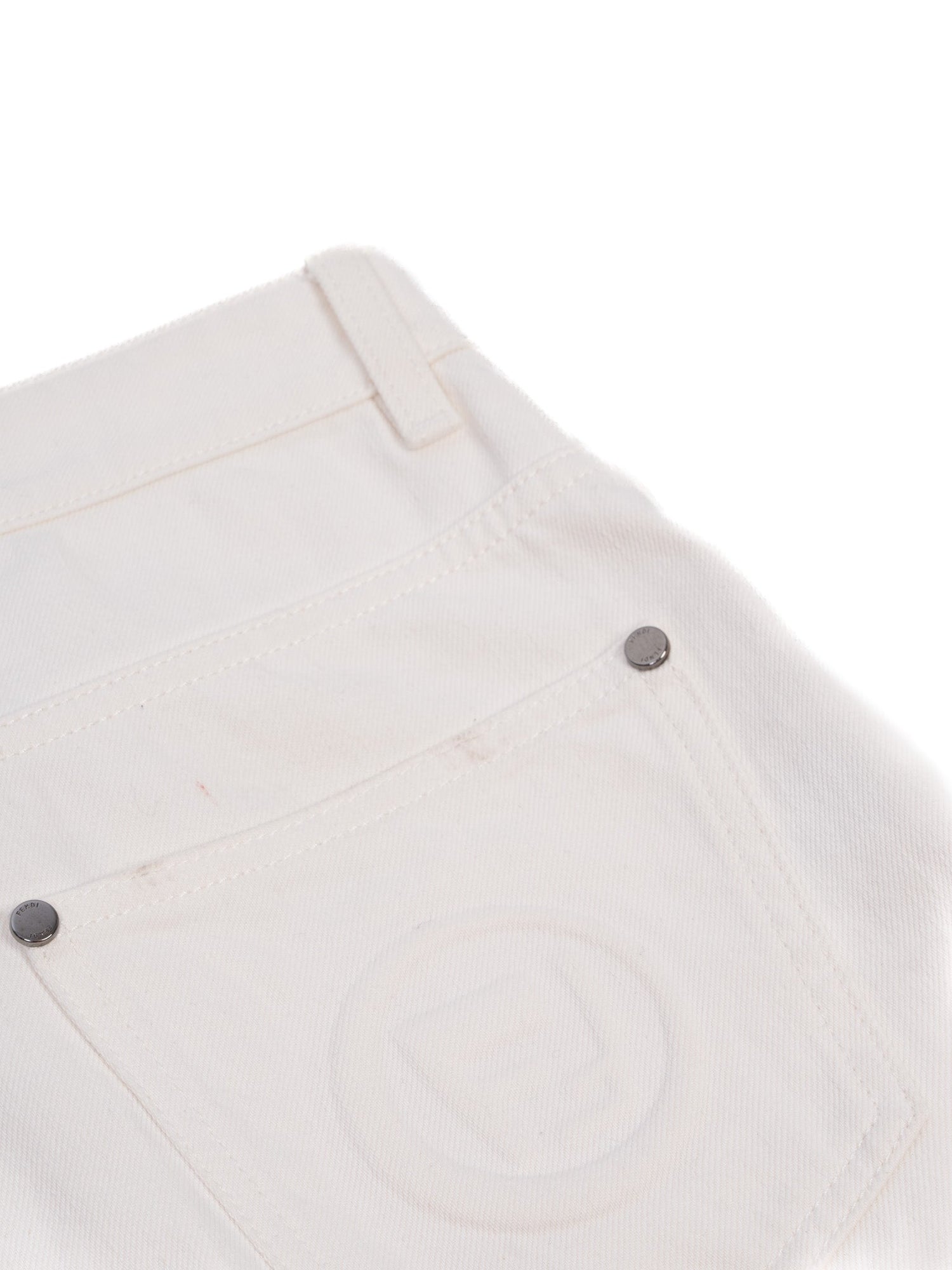 Excellent Fendi White Jeans Women Size M Five-Pocket Design