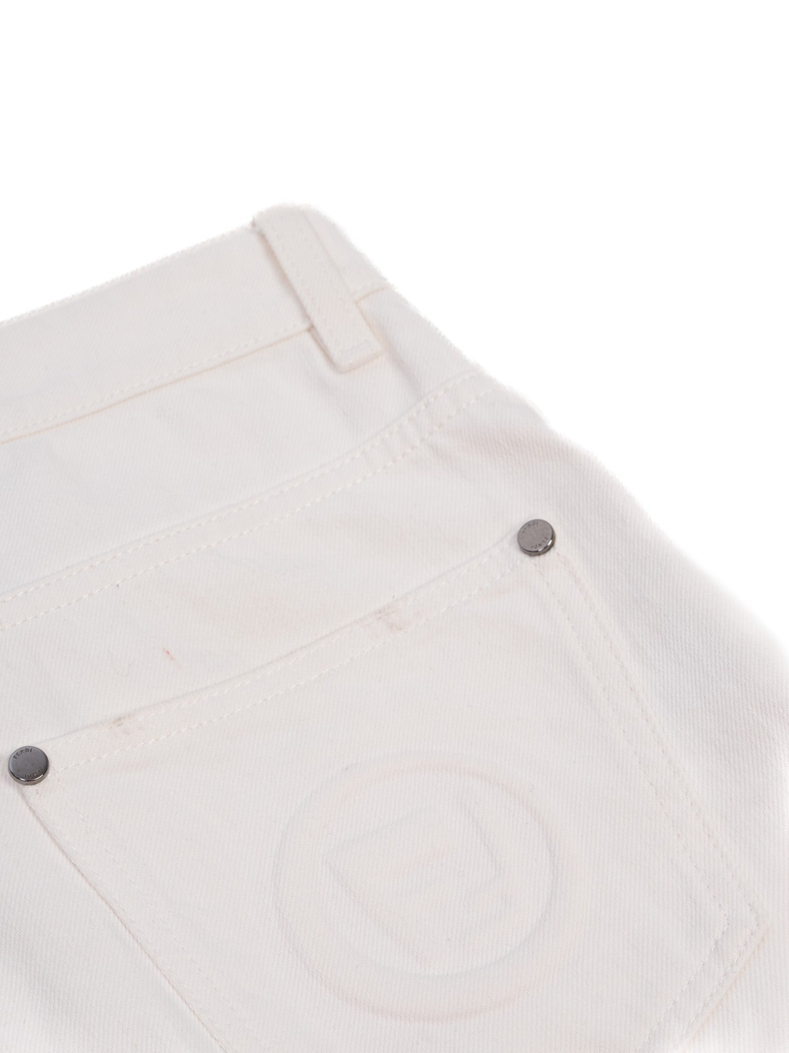 Excellent Fendi White Jeans Women Size M Five-Pocket Design