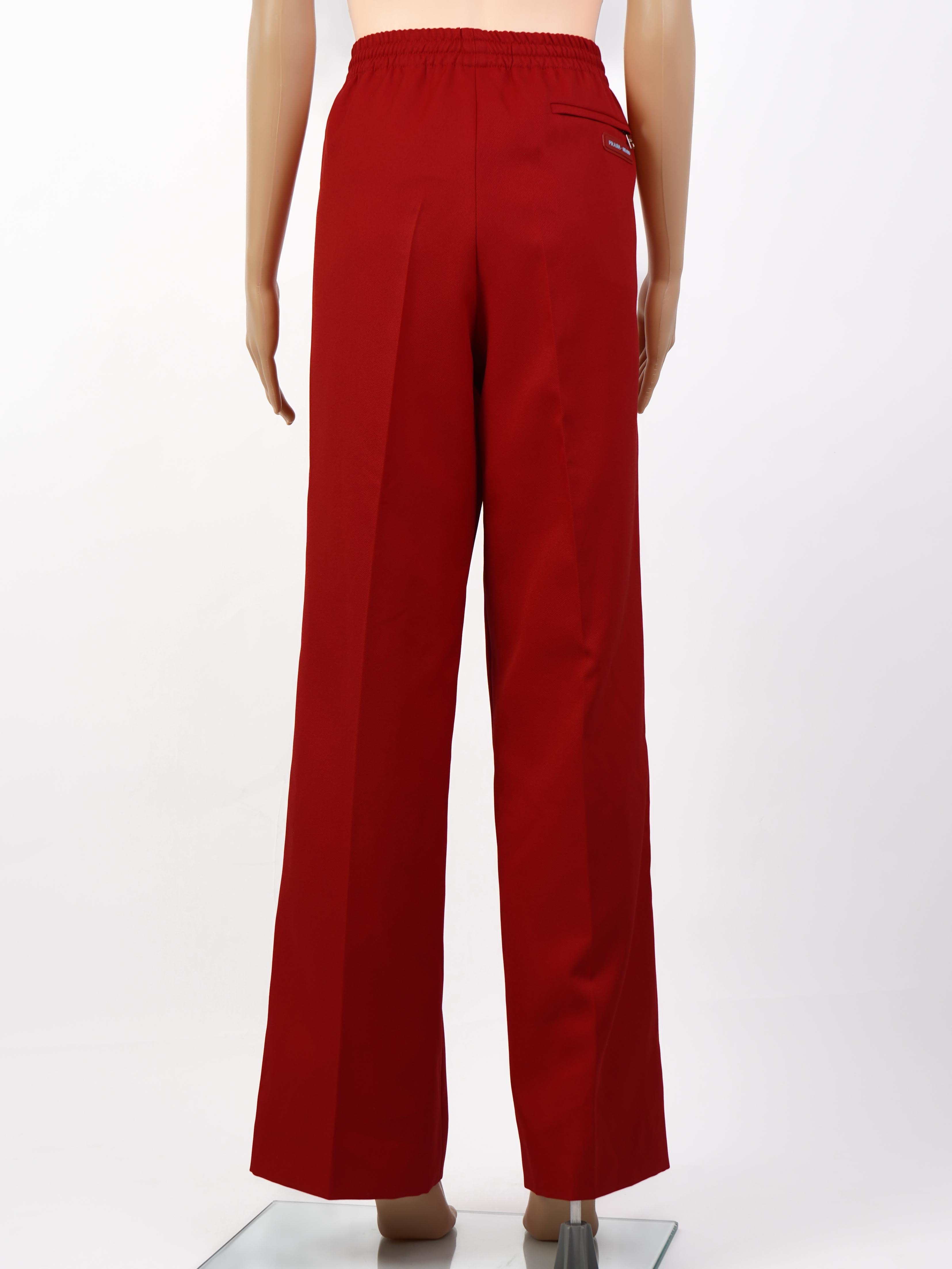 Perfect Prada Red High-Waisted Pants Size M Polyester Women
