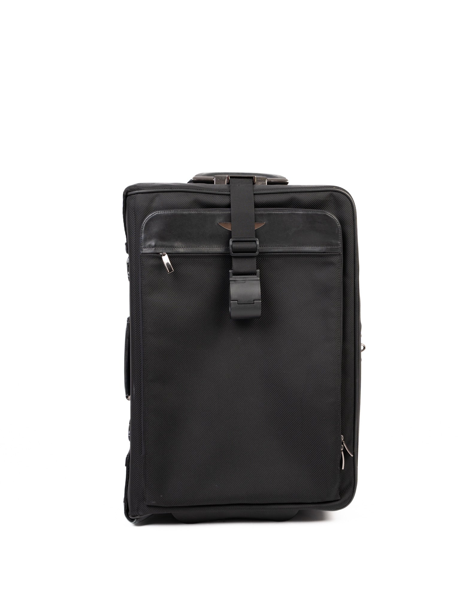 Excellent Zero Halliburton Black Leather Rolling Suitcase