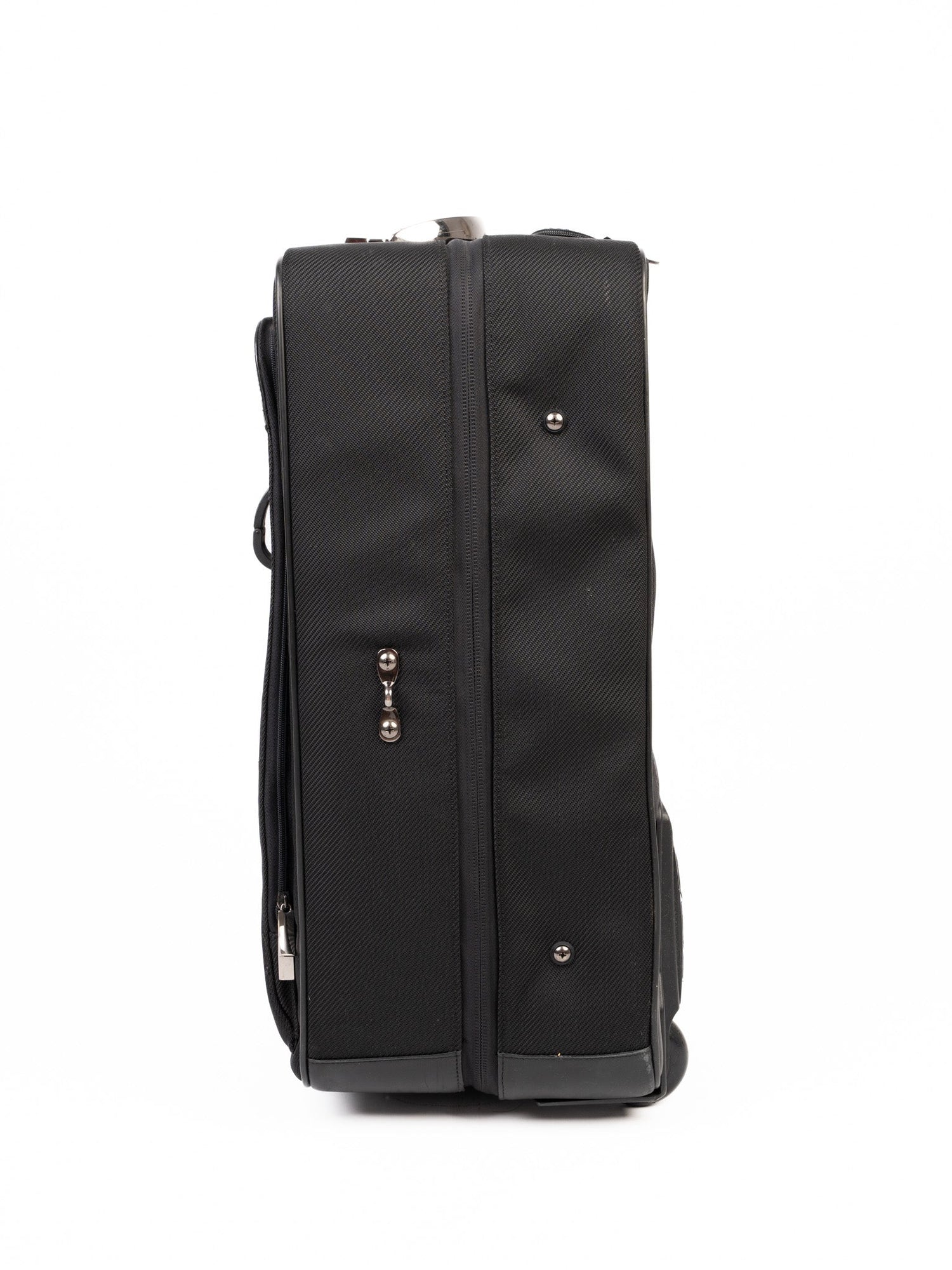 Excellent Zero Halliburton Black Leather Rolling Suitcase