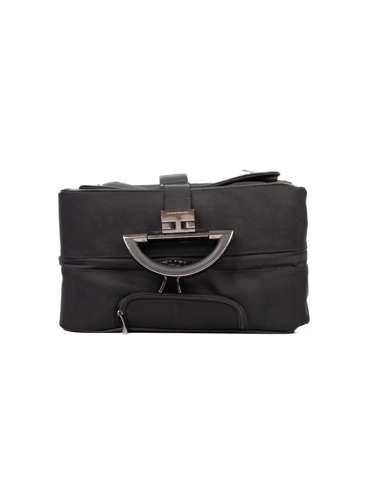 Excellent Zero Halliburton Black Leather Rolling Suitcase