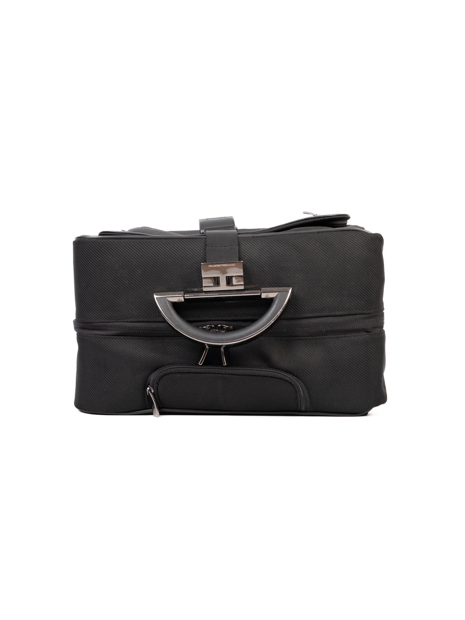Excellent Zero Halliburton Black Leather Rolling Suitcase