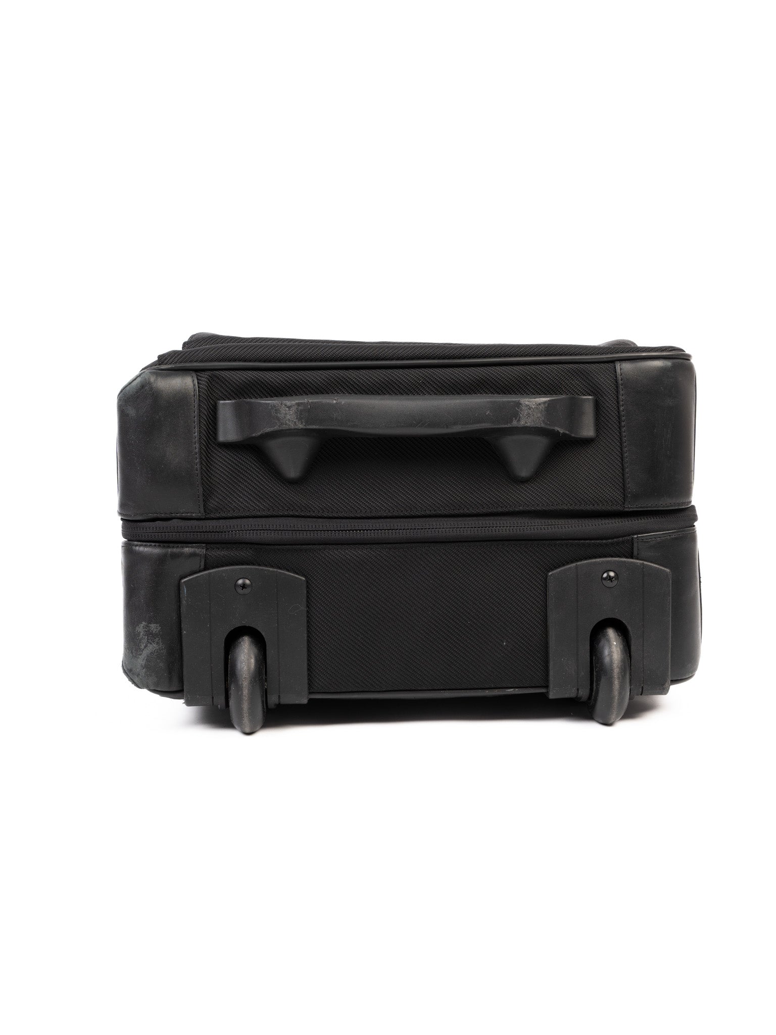 Excellent Zero Halliburton Black Leather Rolling Suitcase