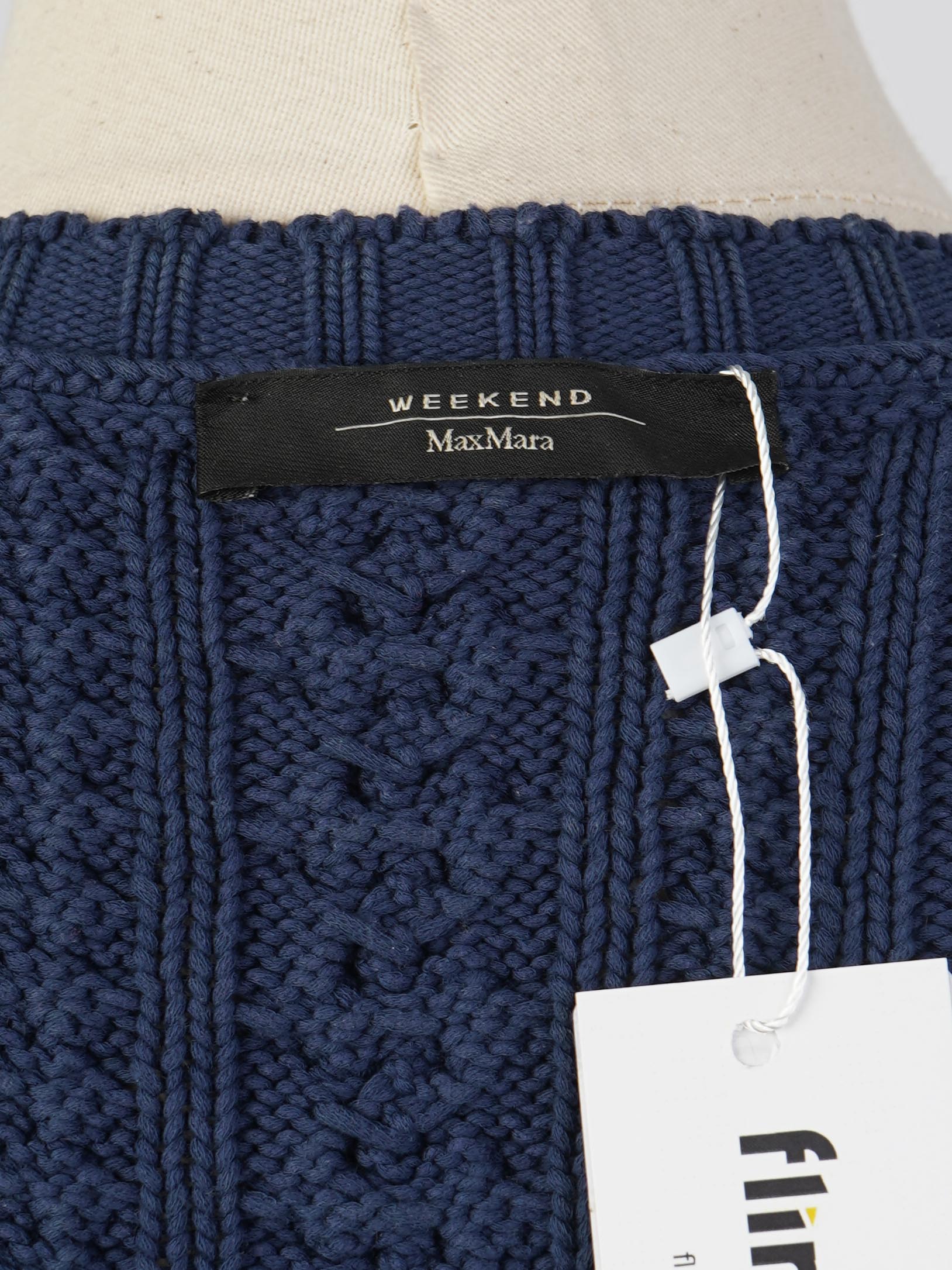 Excellent Weekend MaxMara Cable Knit Sweater Blue Wool Women&