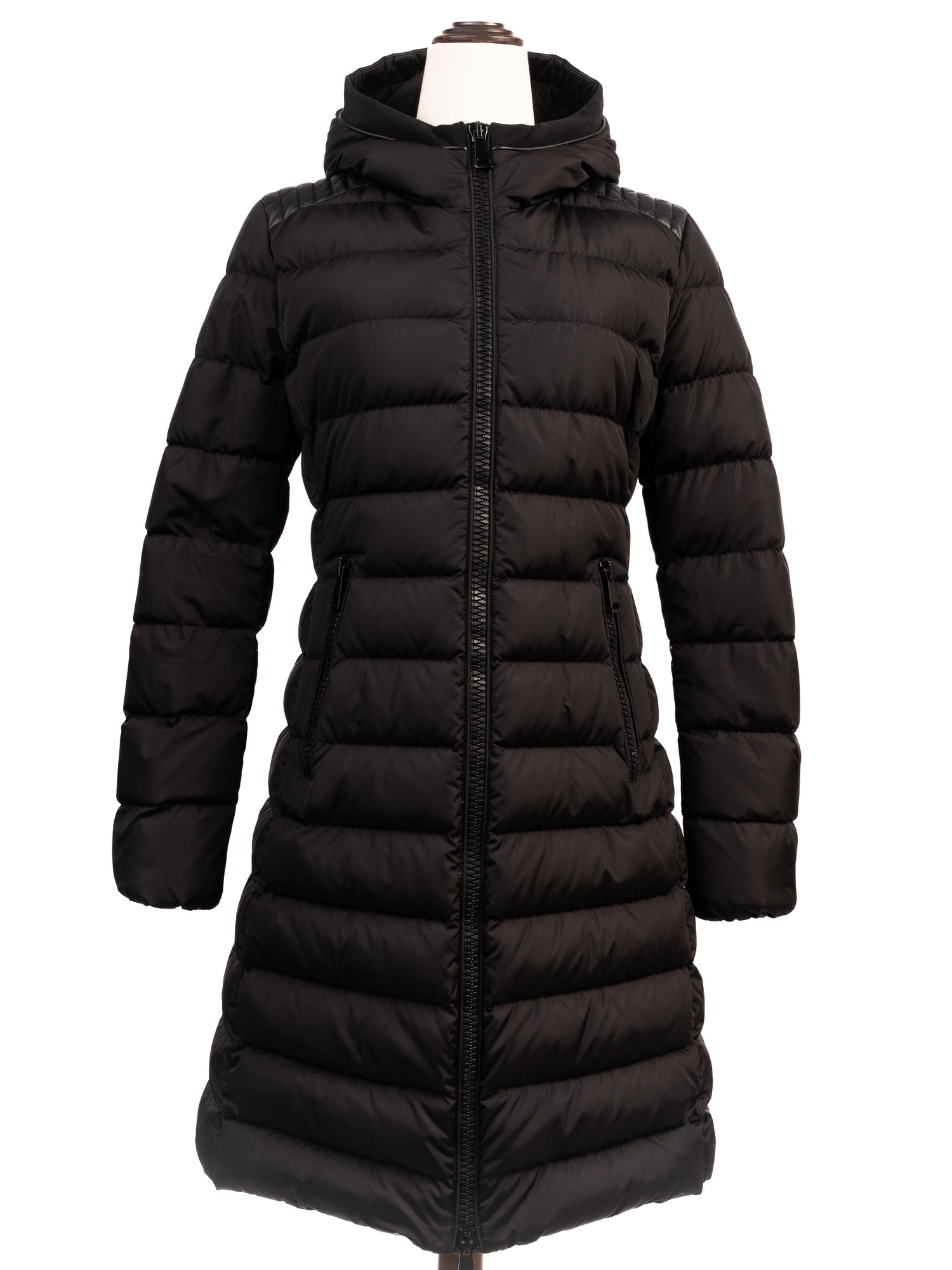 Moncler Black Long Winter Coat M Excellent Condition Nylon