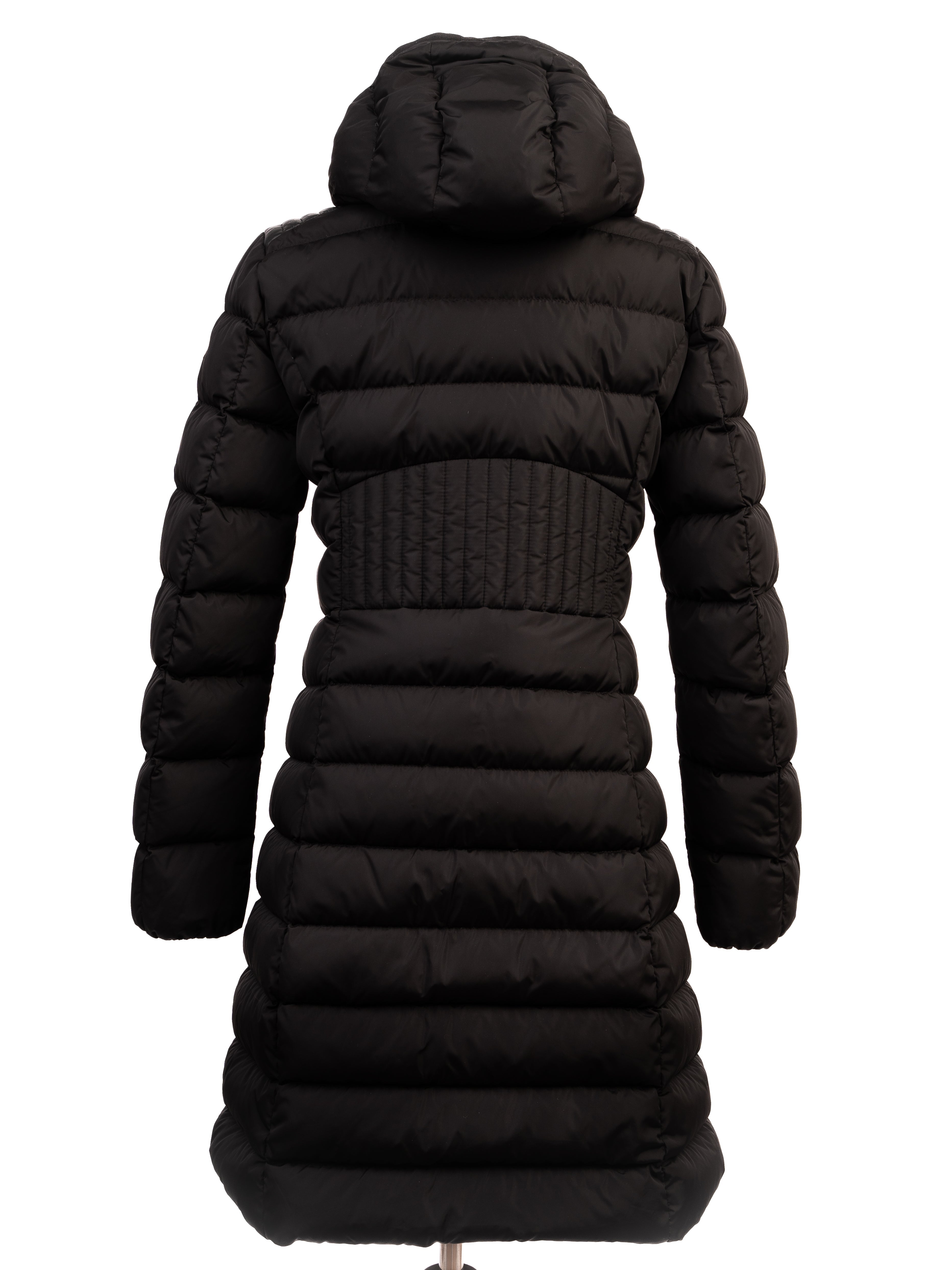 Moncler Black Long Winter Coat M Excellent Condition Nylon
