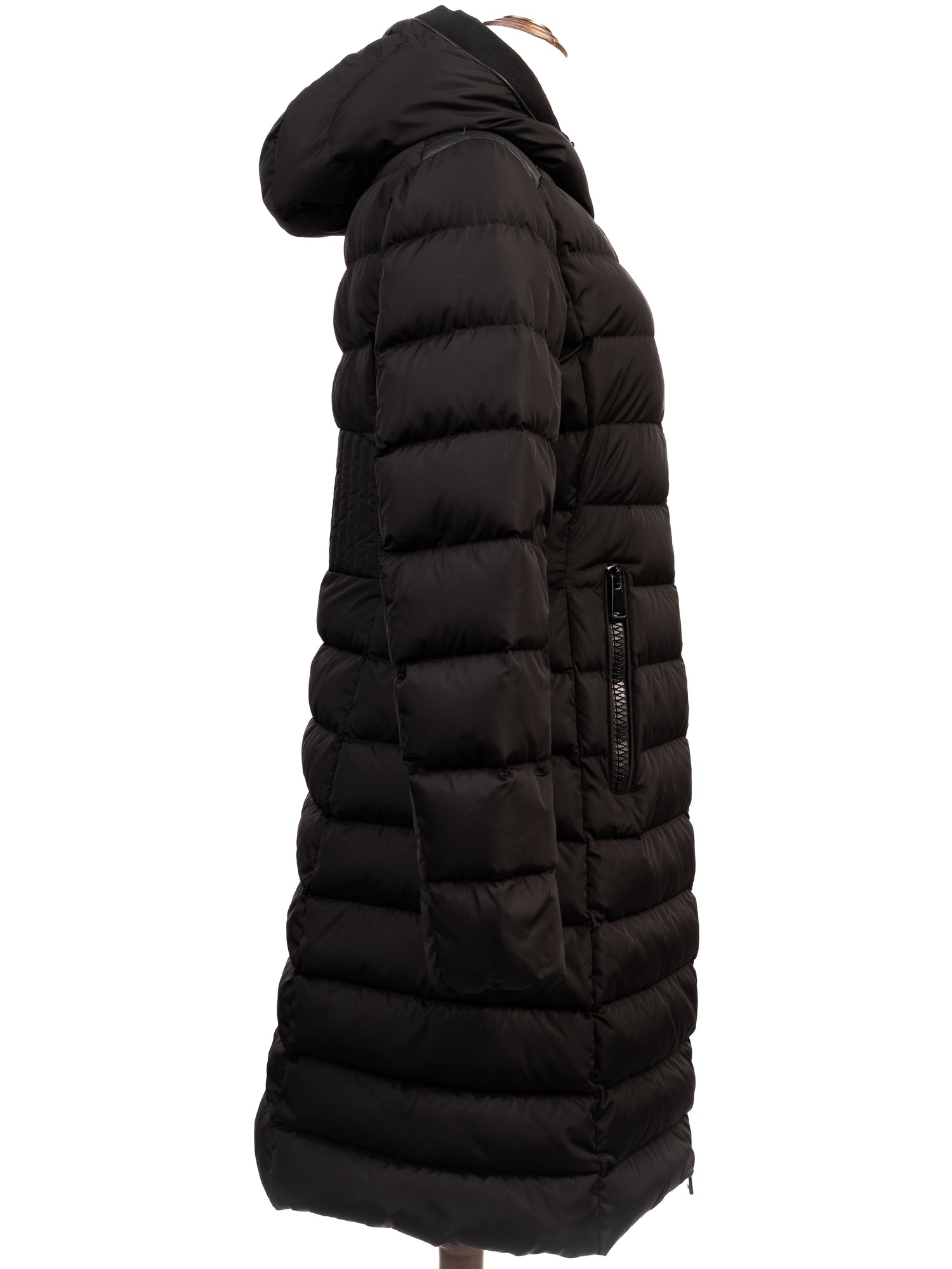 Moncler Black Long Winter Coat M Excellent Condition Nylon