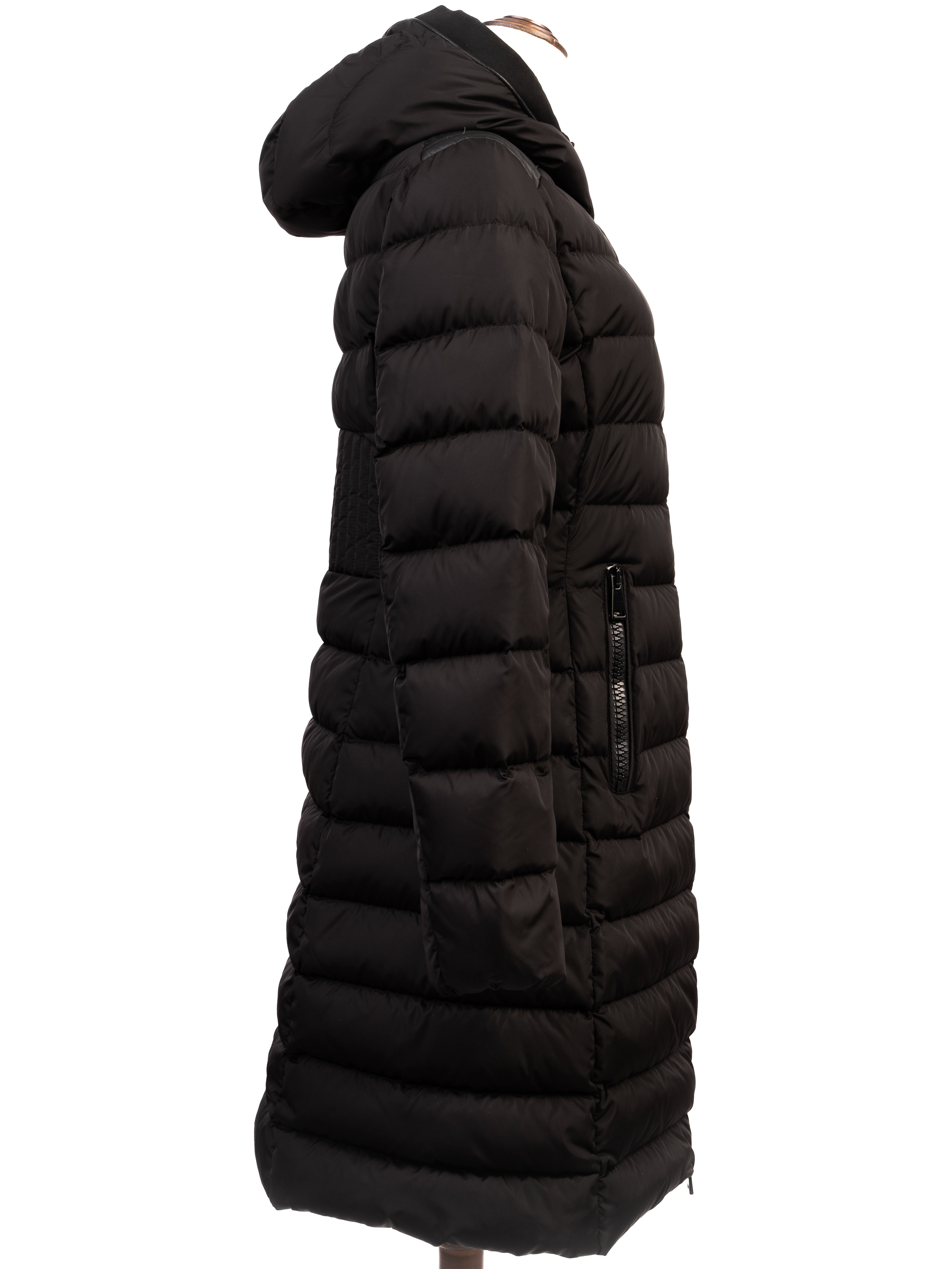 Moncler Black Long Winter Coat M Excellent Condition Nylon