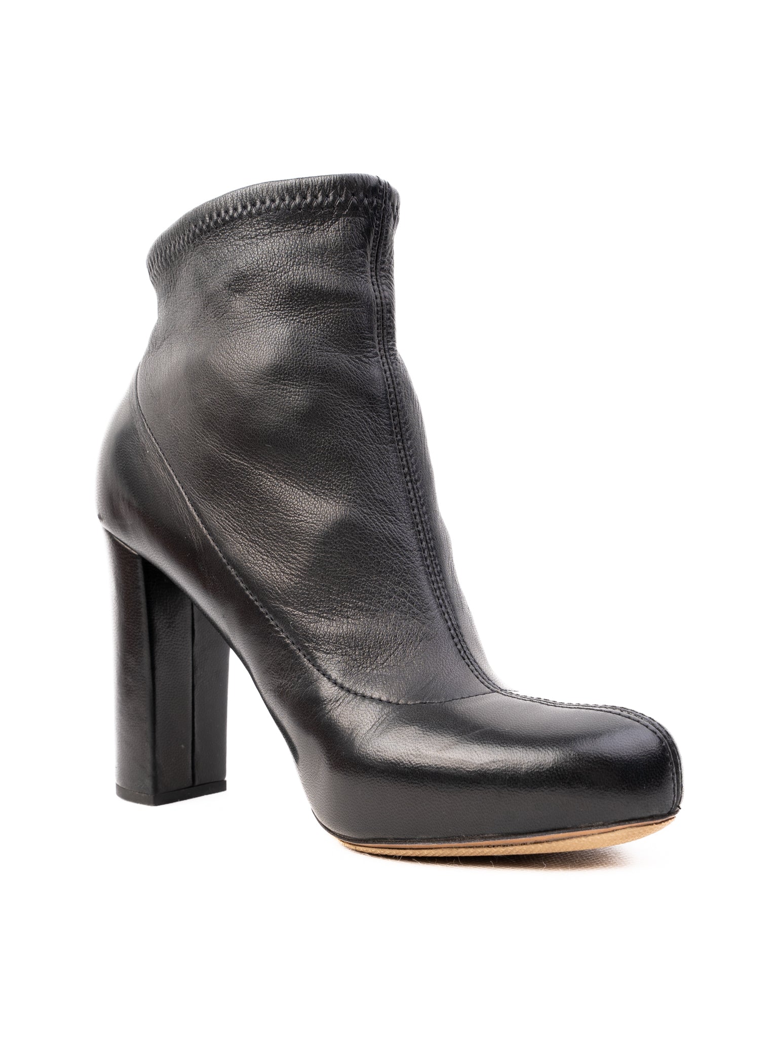 Excellent Chloe Black Leather Heeled Ankle Boots Size 37