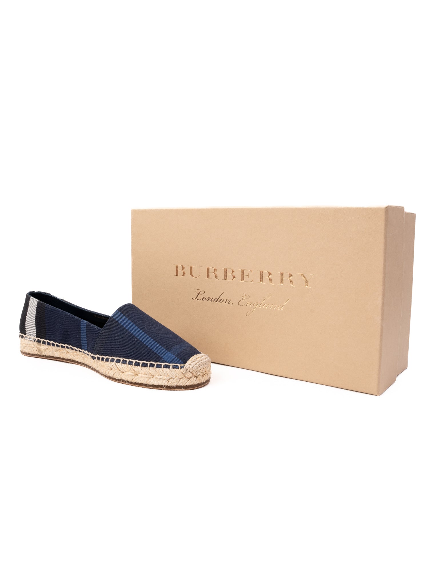 Perfect Burberry Blue Plaid Espadrilles Women Size 37.5