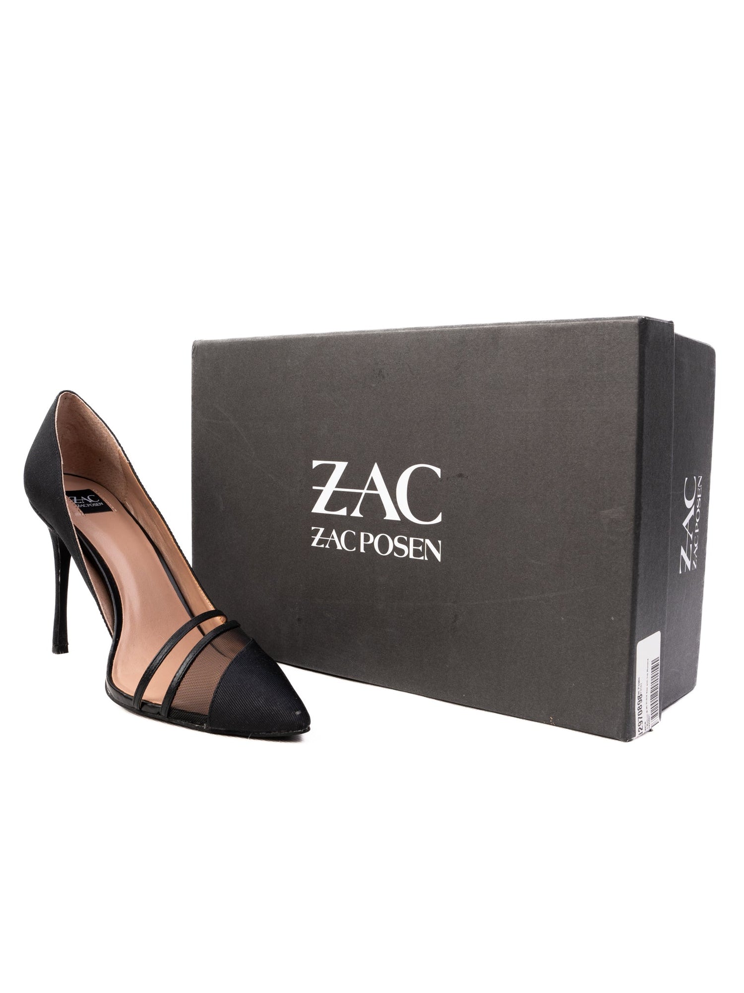 NEW Zac Posen High-Heeled Blue Leather Shoes with Black Mesh Detail