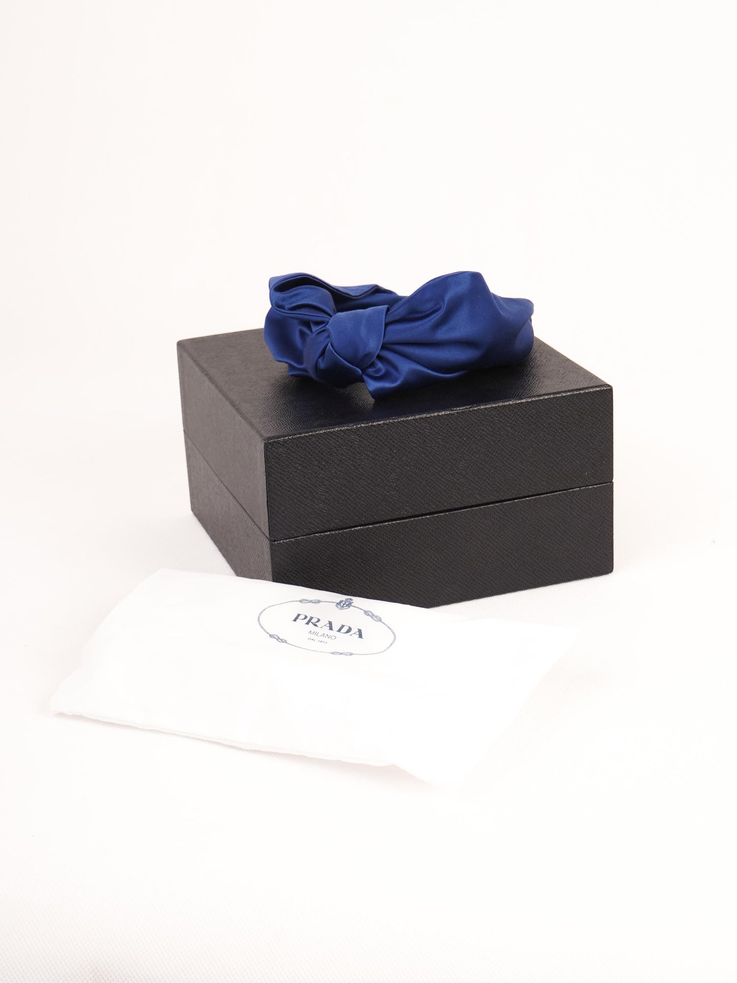 NEW Prada Knotted Blue Textile Headband for Women