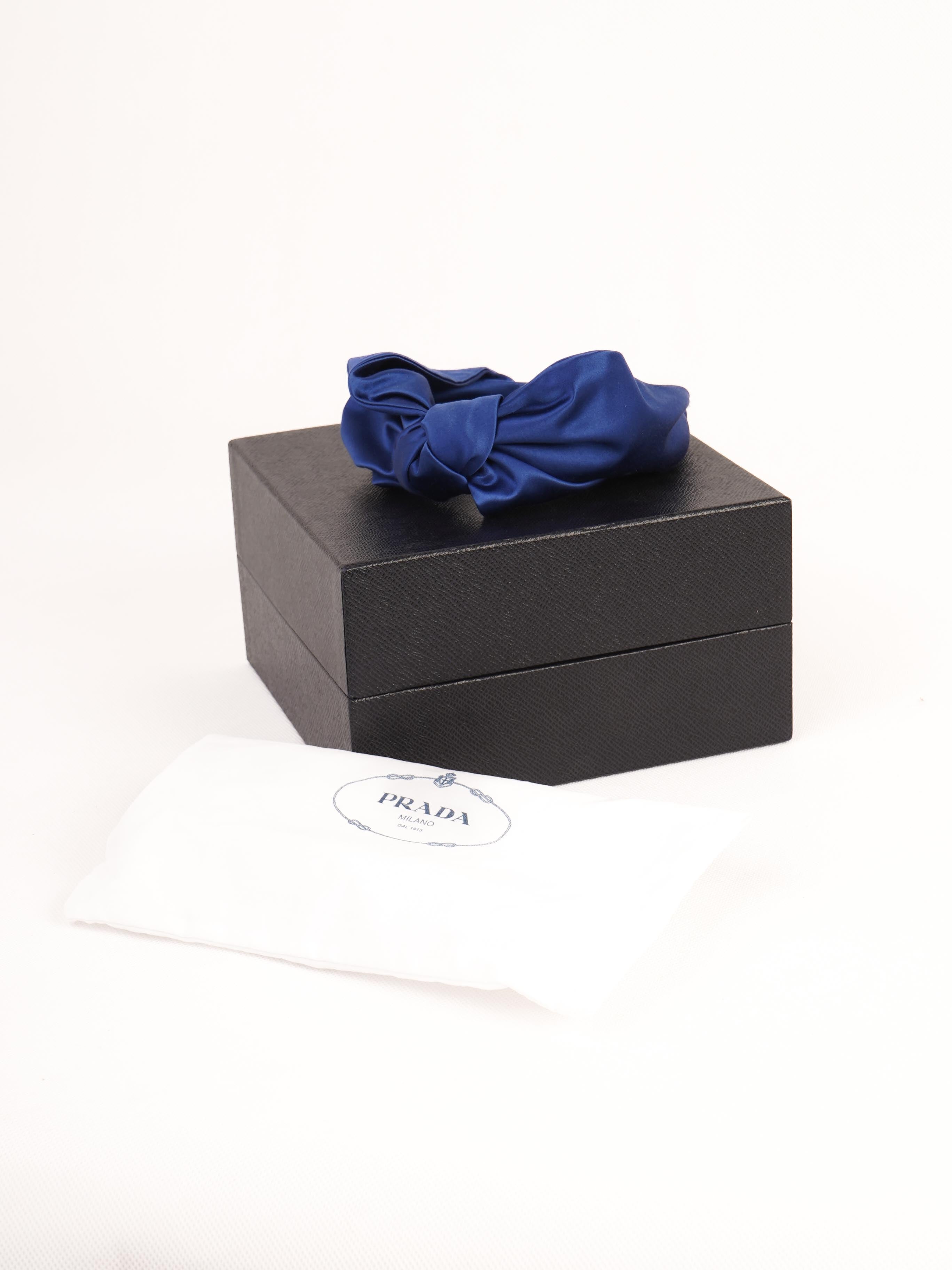 NEW Prada Knotted Blue Textile Headband for Women