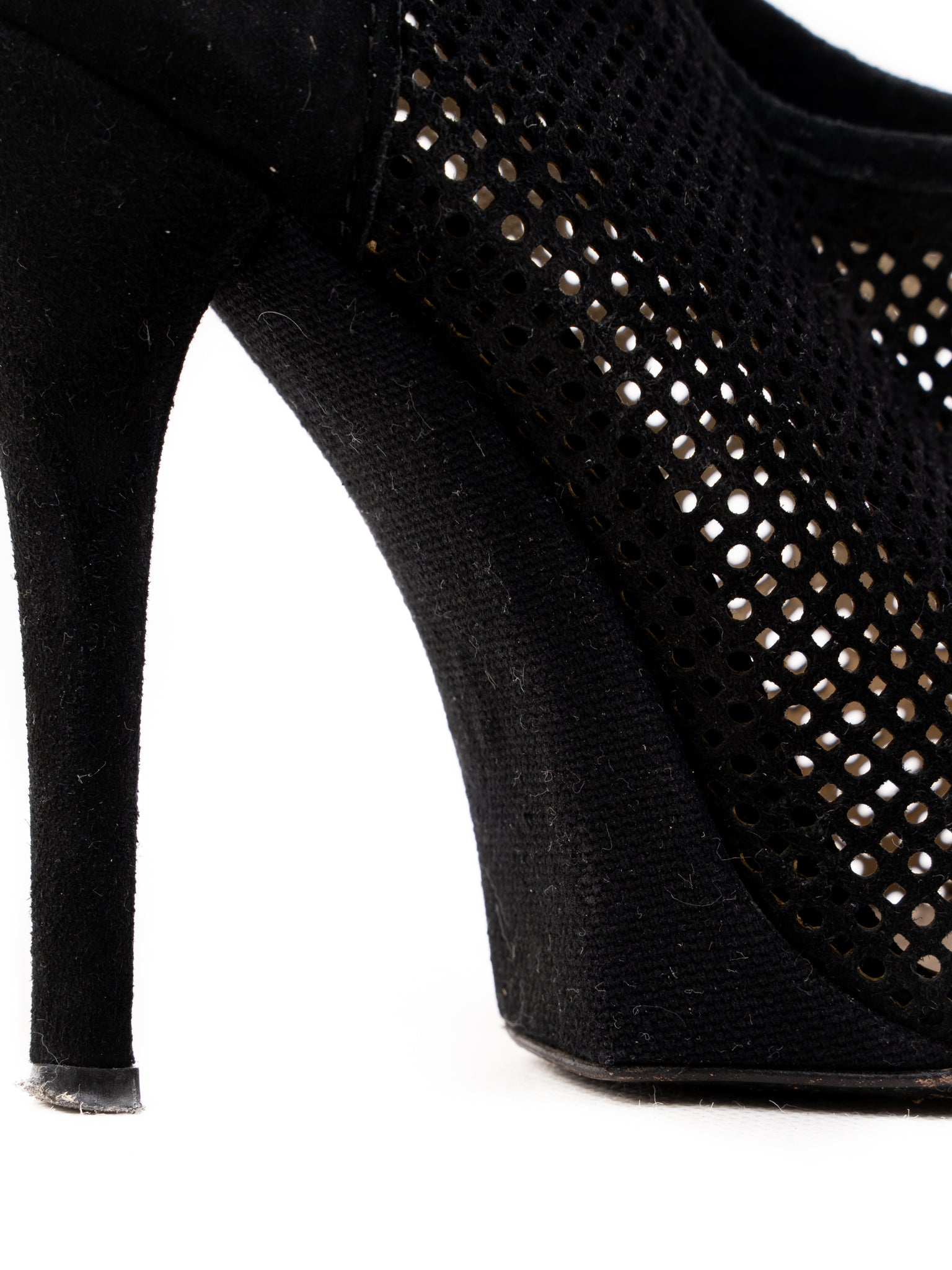 Gianfranco Ferrè Black Genuine Suede Peep Toe High Heels Size 36