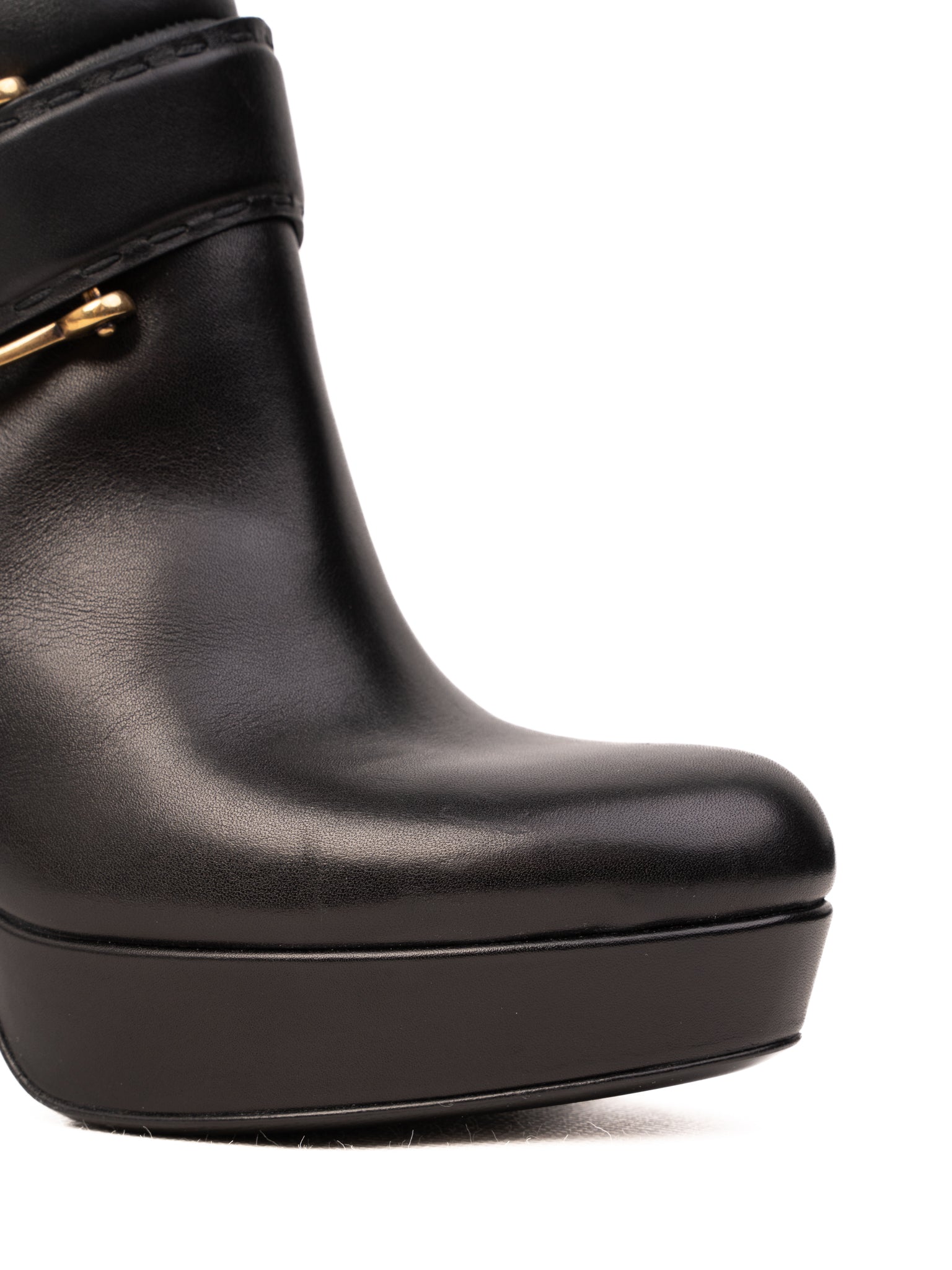 NEW Gucci Black High-Heeled Leather Knee-Length Boots Size 36