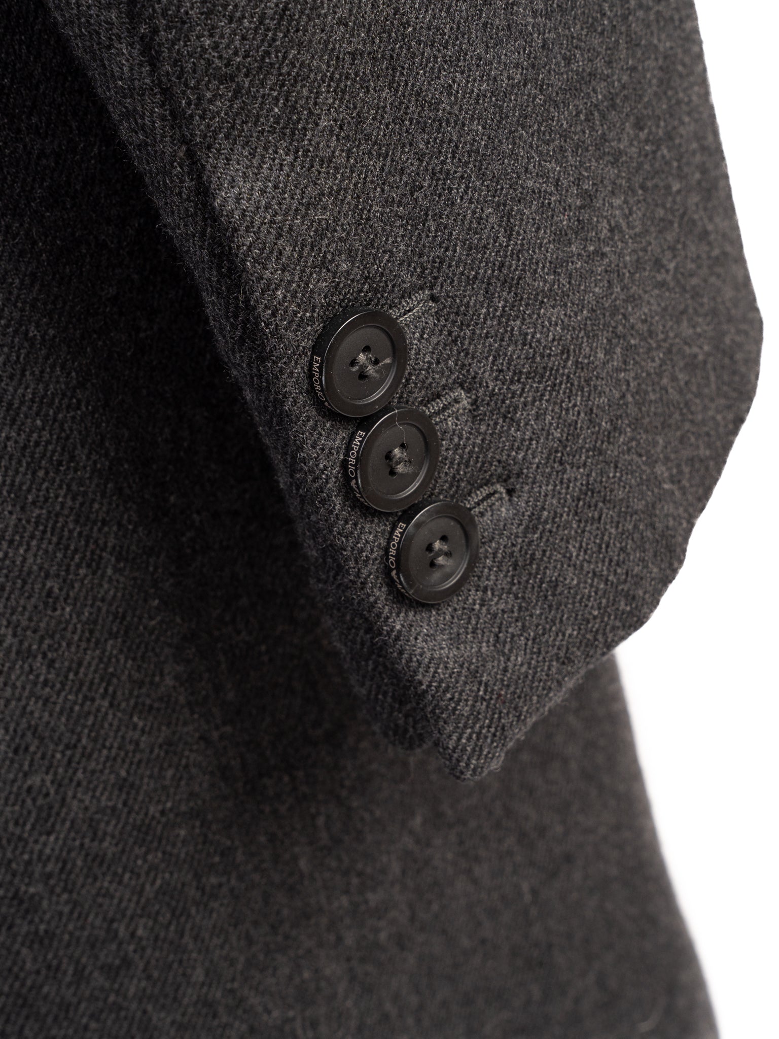 Excellent Emporio Armani Black Wool Overcoat Size L