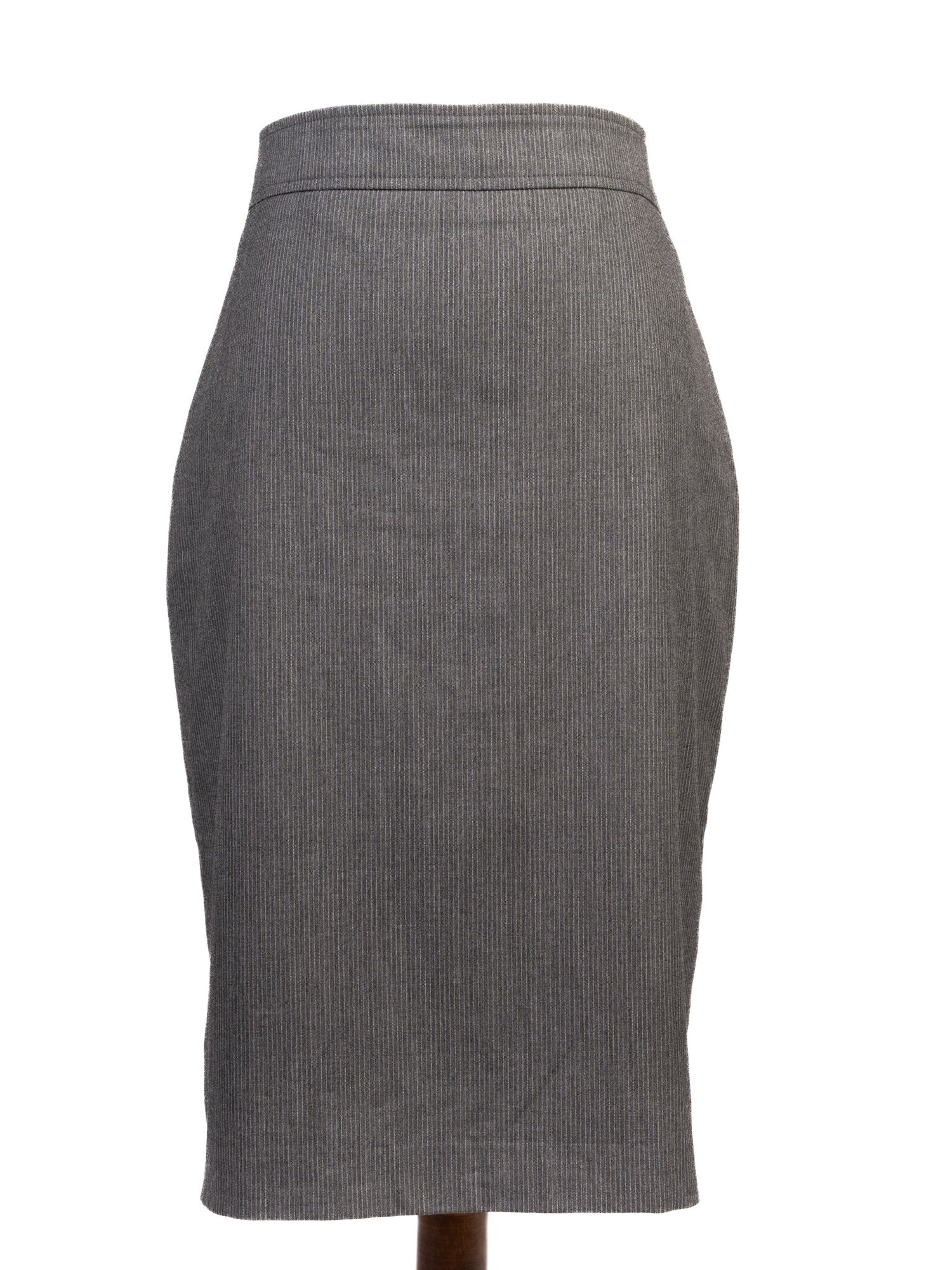 Excellent Reiss Gray Pencil Skirt M Polyester with Pinstripe