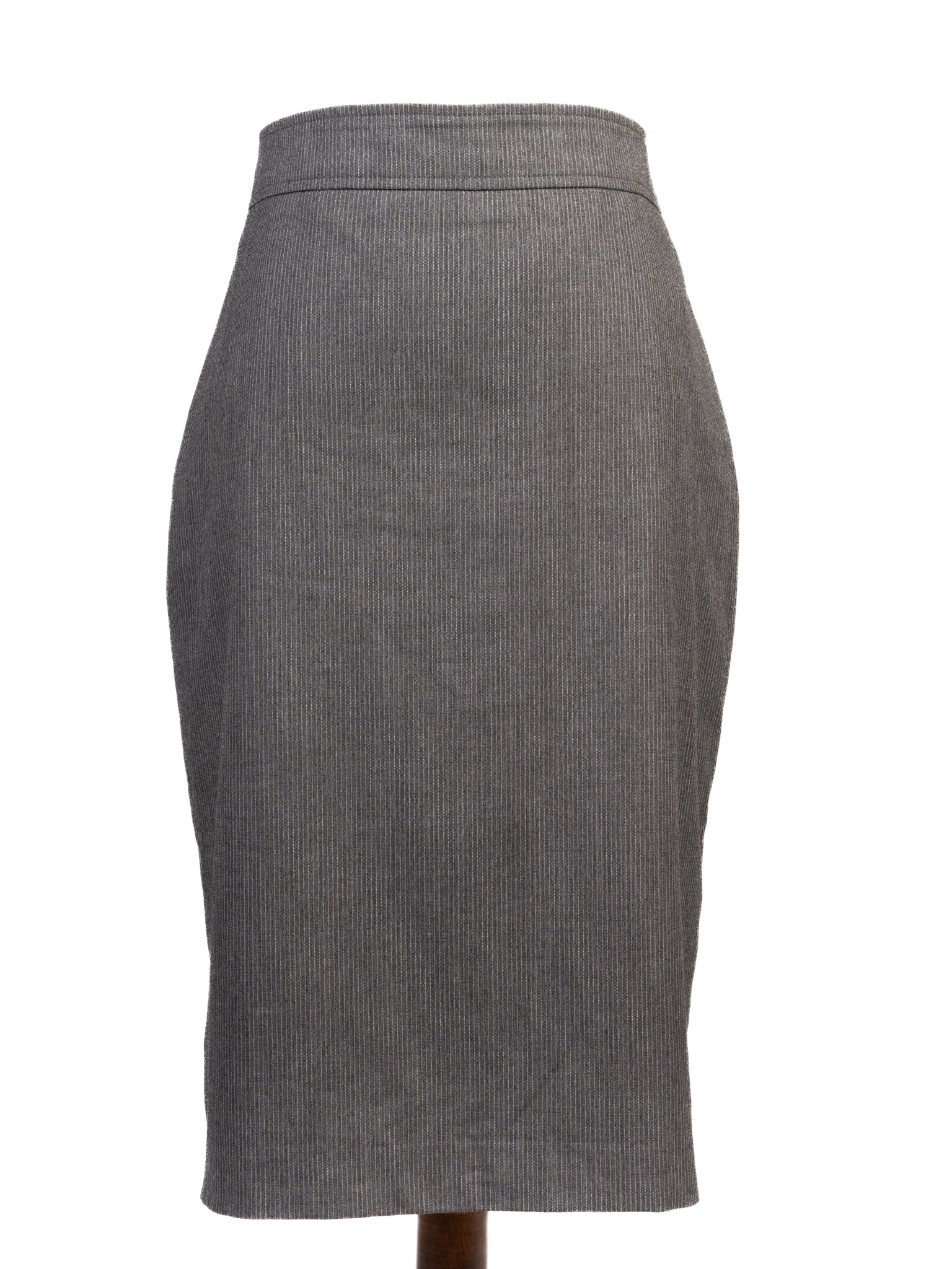 Excellent Reiss Gray Pencil Skirt M Polyester with Pinstripe