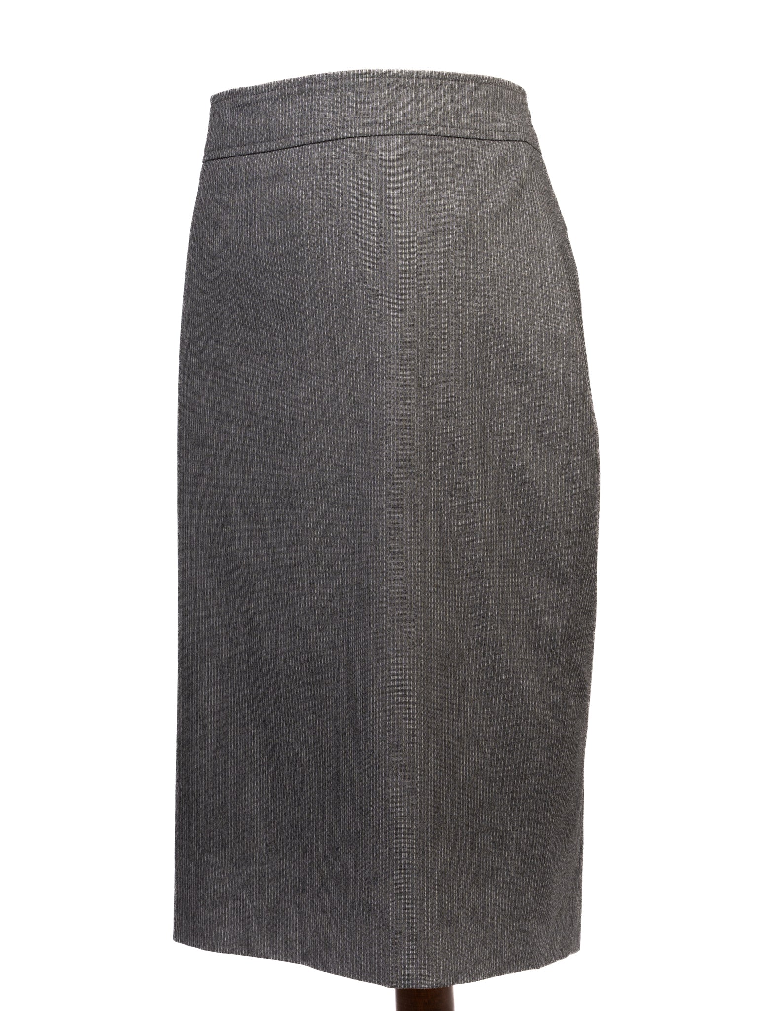 Excellent Reiss Gray Pencil Skirt M Polyester with Pinstripe