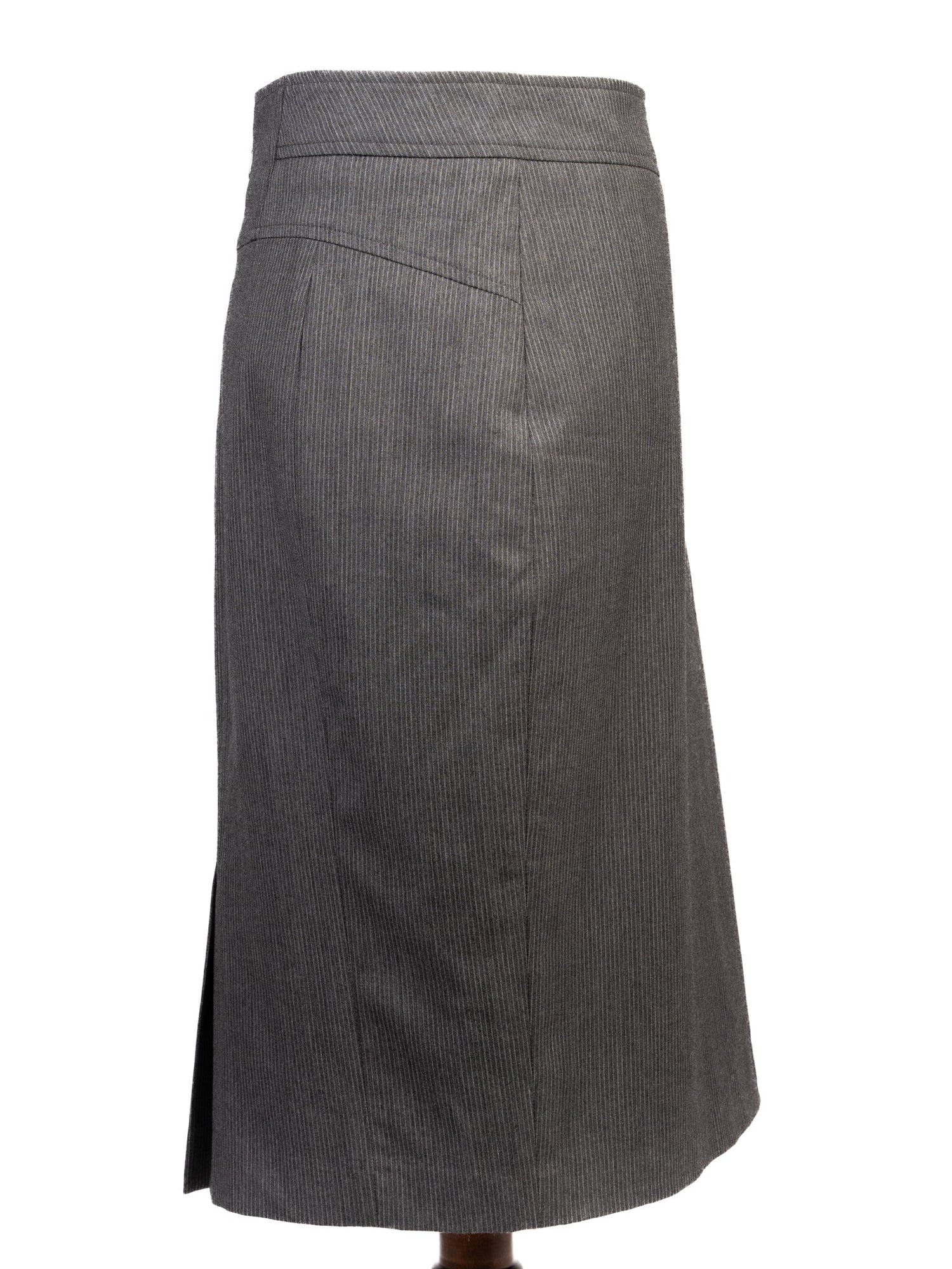 Excellent Reiss Gray Pencil Skirt M Polyester with Pinstripe
