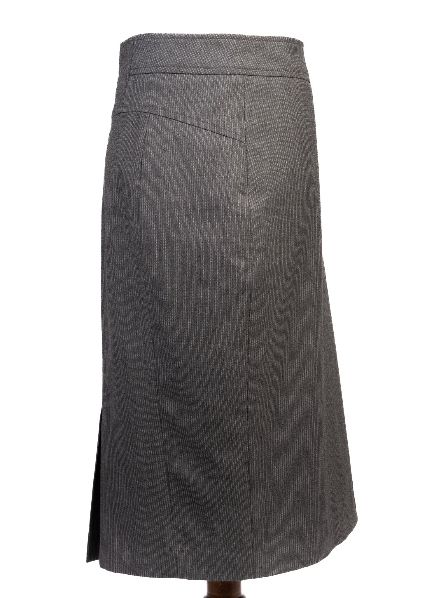 Excellent Reiss Gray Pencil Skirt M Polyester with Pinstripe