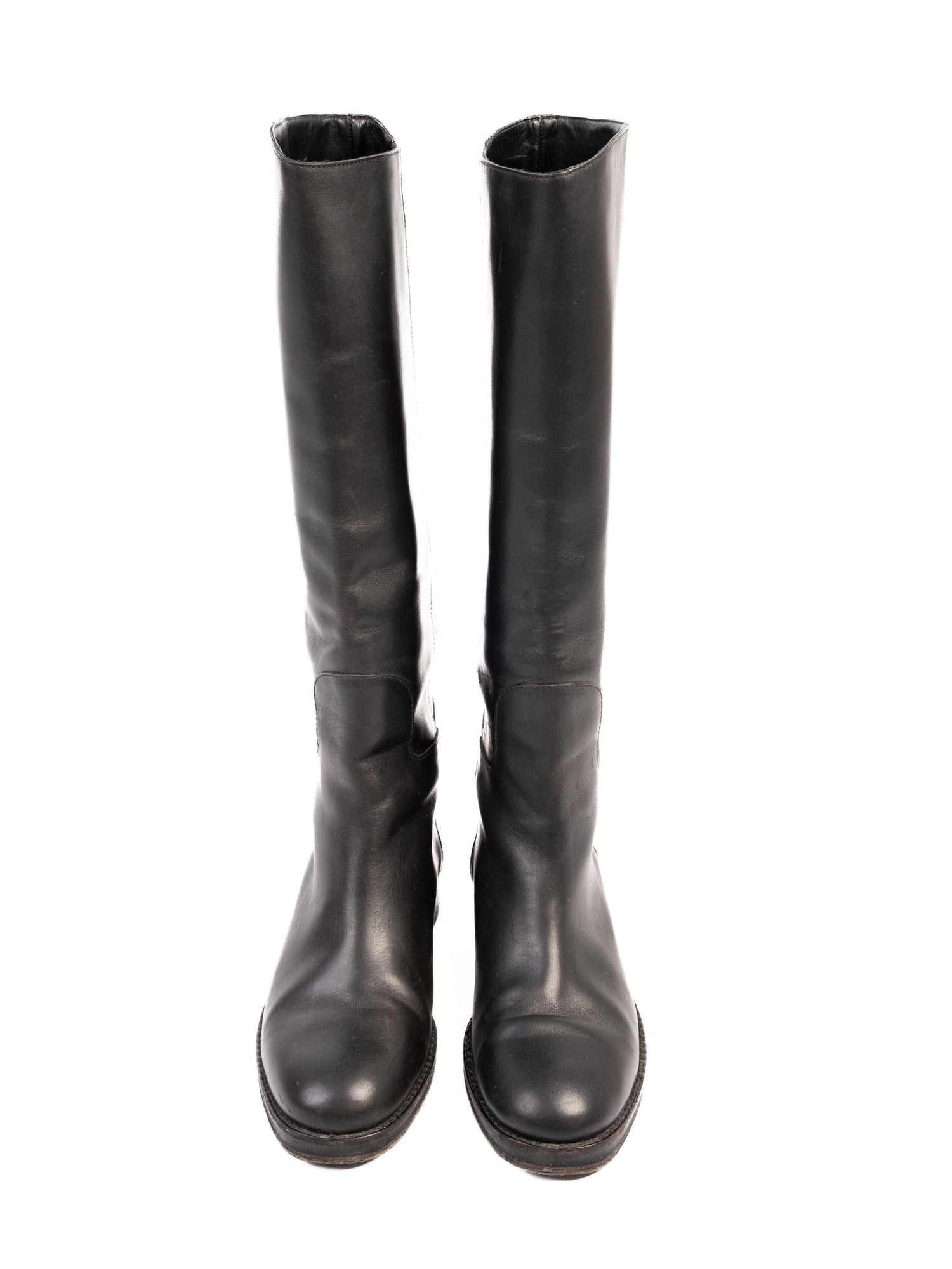 Excellent Max Mara Black Knee-High Leather Boots Size 37