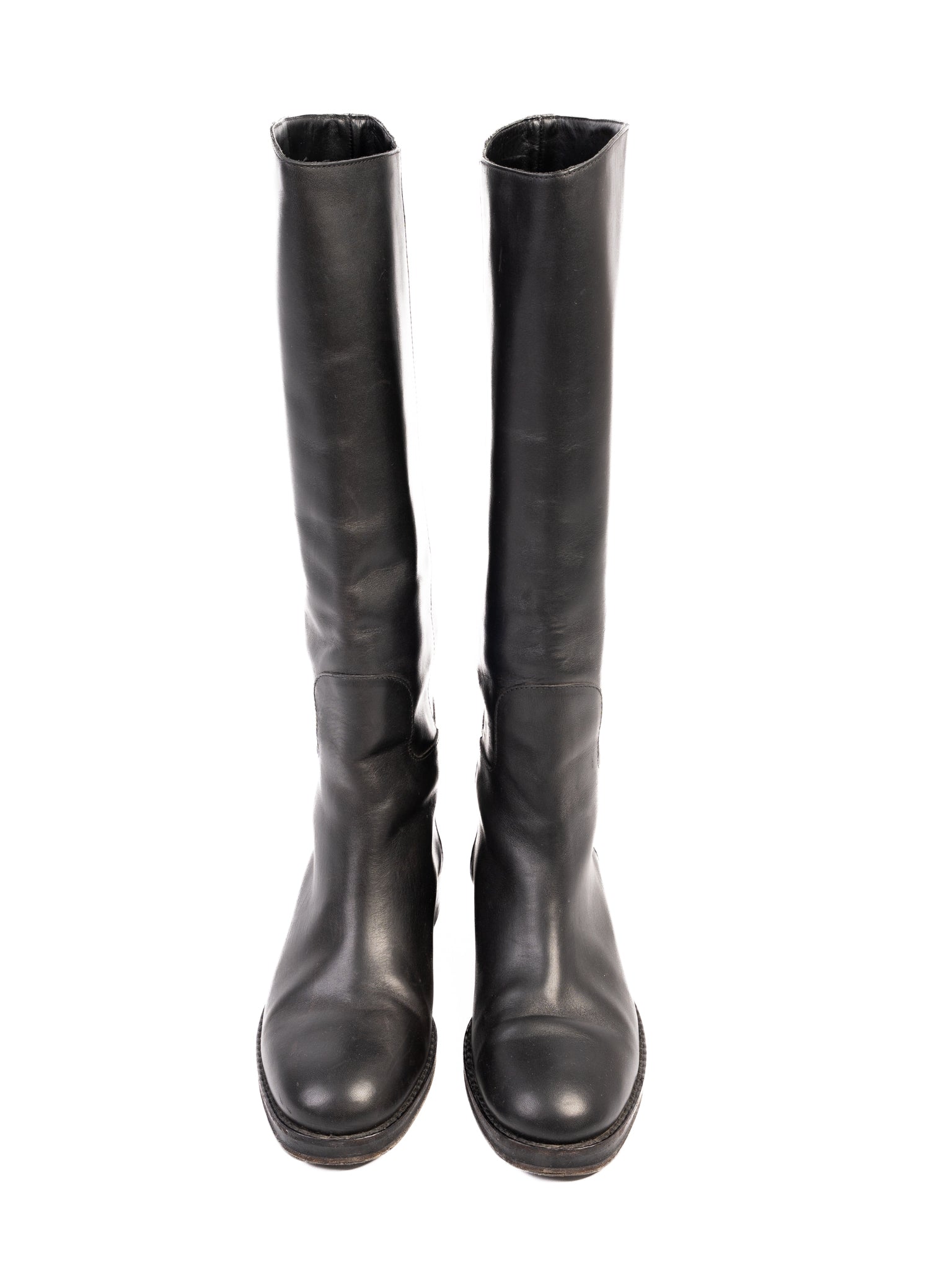 Excellent Max Mara Black Knee-High Leather Boots Size 37