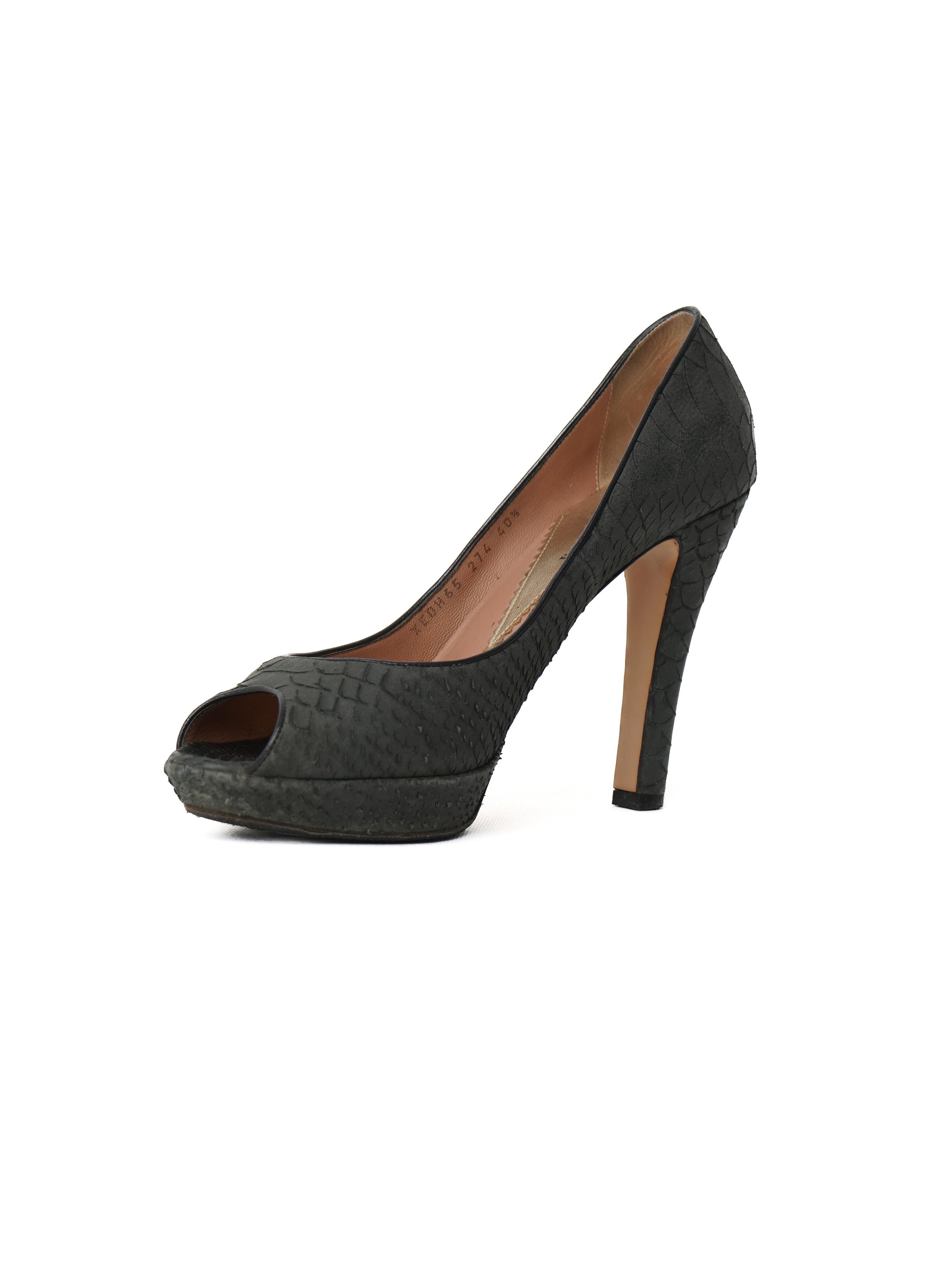 Excellent Emporio Armani Green Leather High-Heeled Shoes Size 40.5