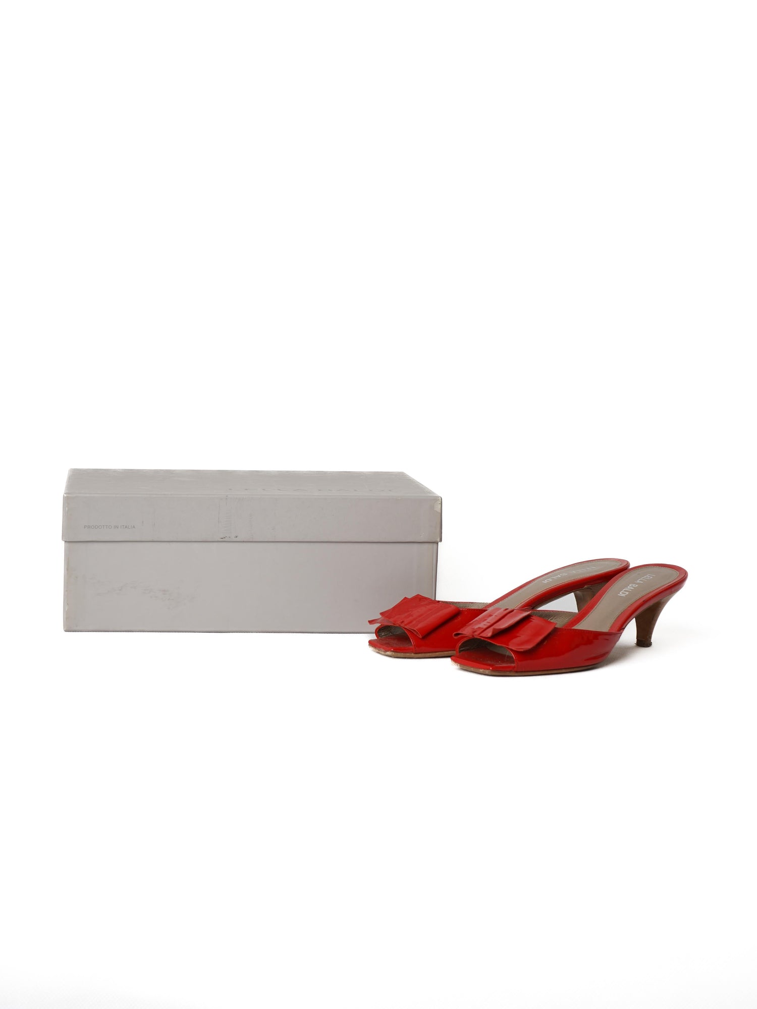 Good Condition Lella Baldi Red Leather High-Heeled Mules Size 37