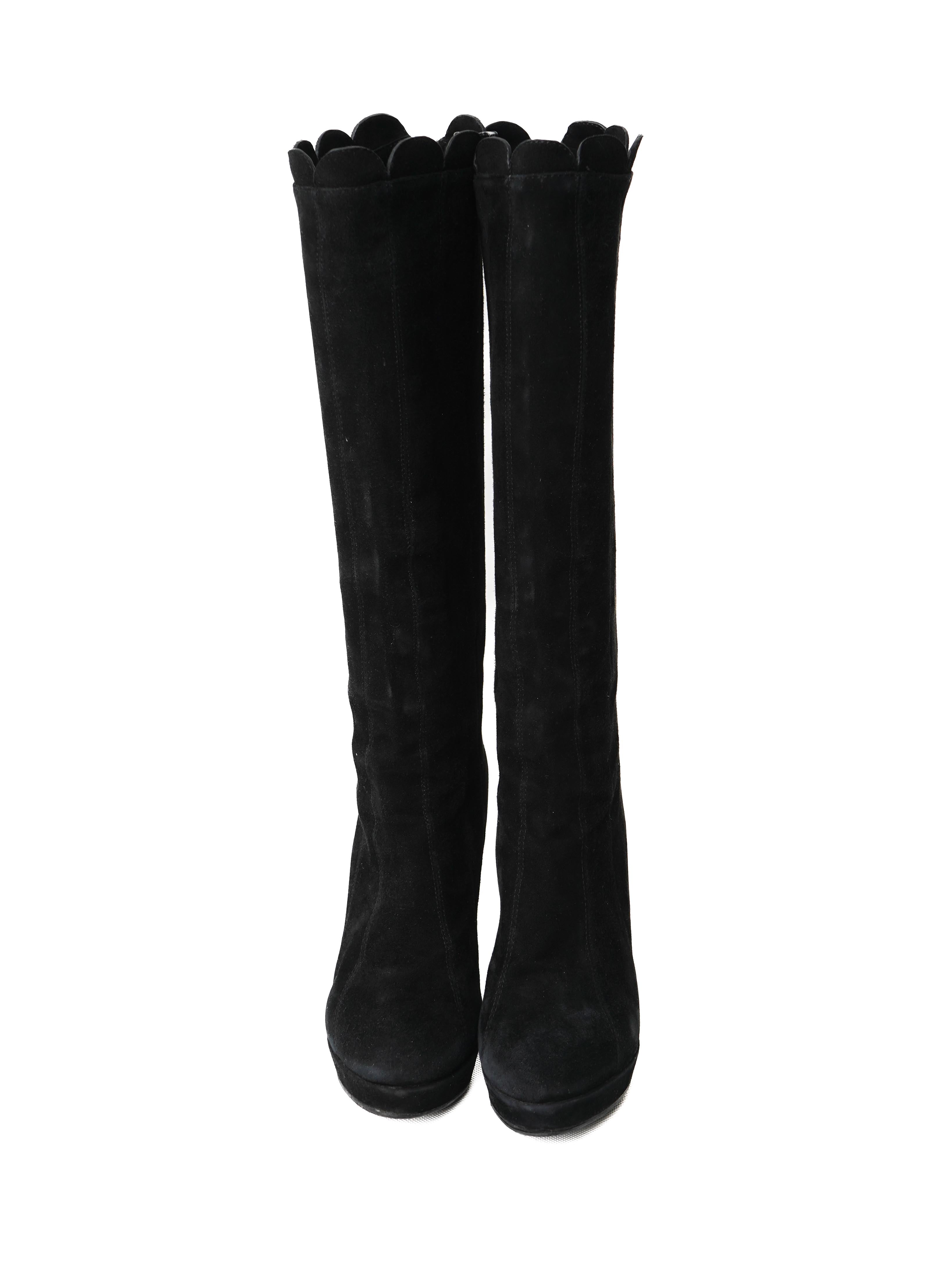 Average Kenzo Black Genuine Suede Knee-High Boots Size 38.5