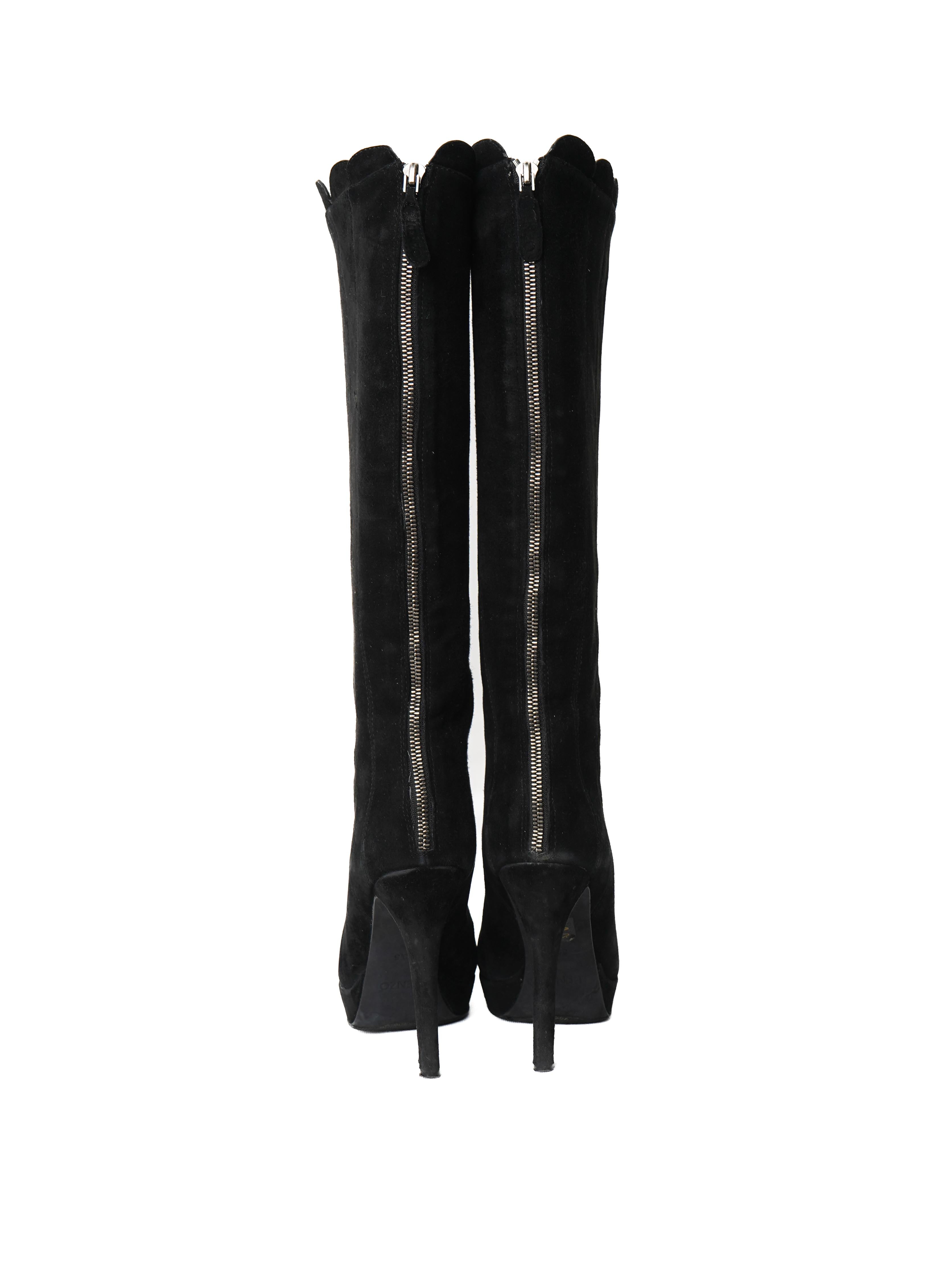 Average Kenzo Black Genuine Suede Knee-High Boots Size 38.5
