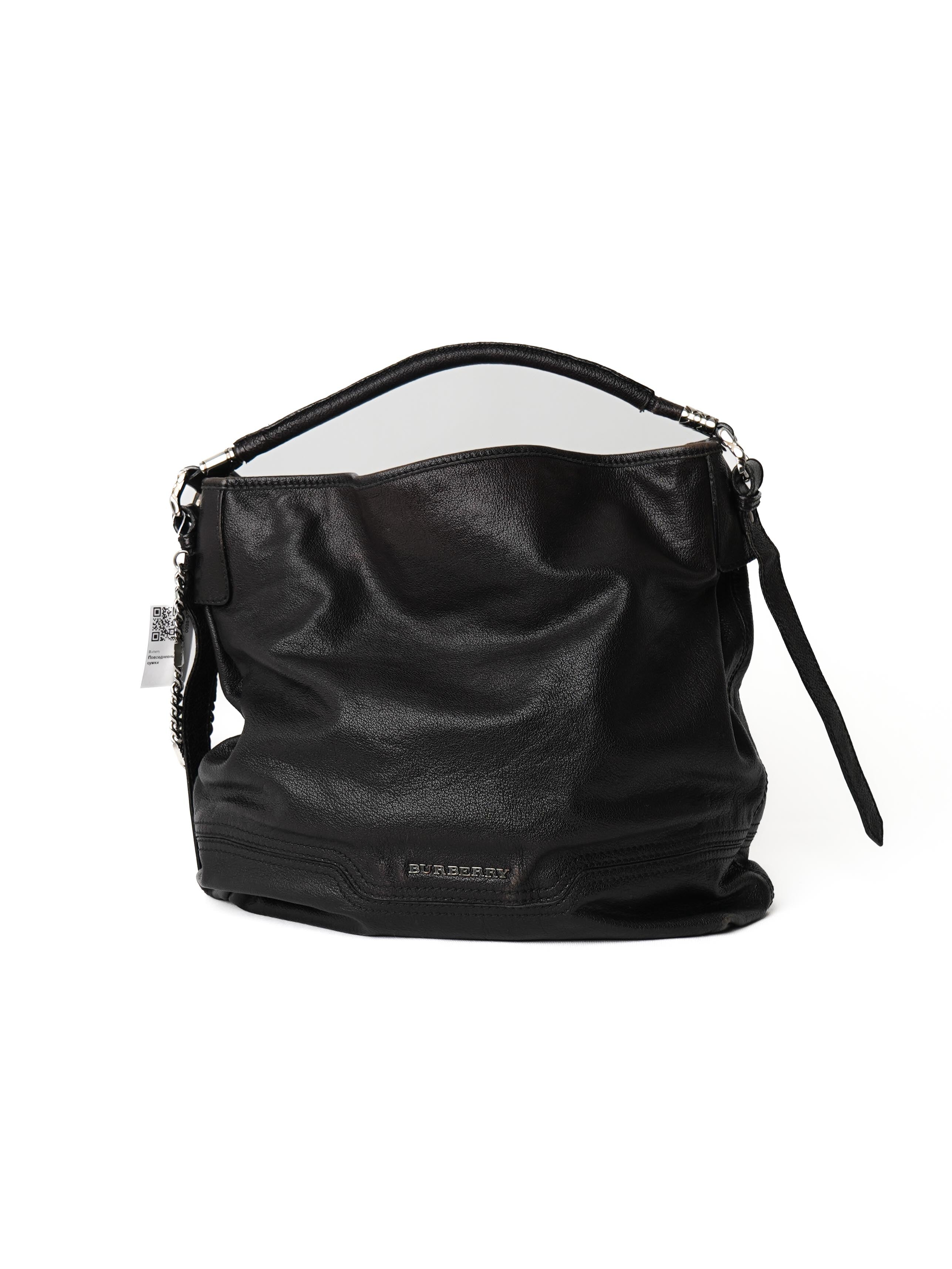 Good Burberry Black Leather Handbag with Chain Details