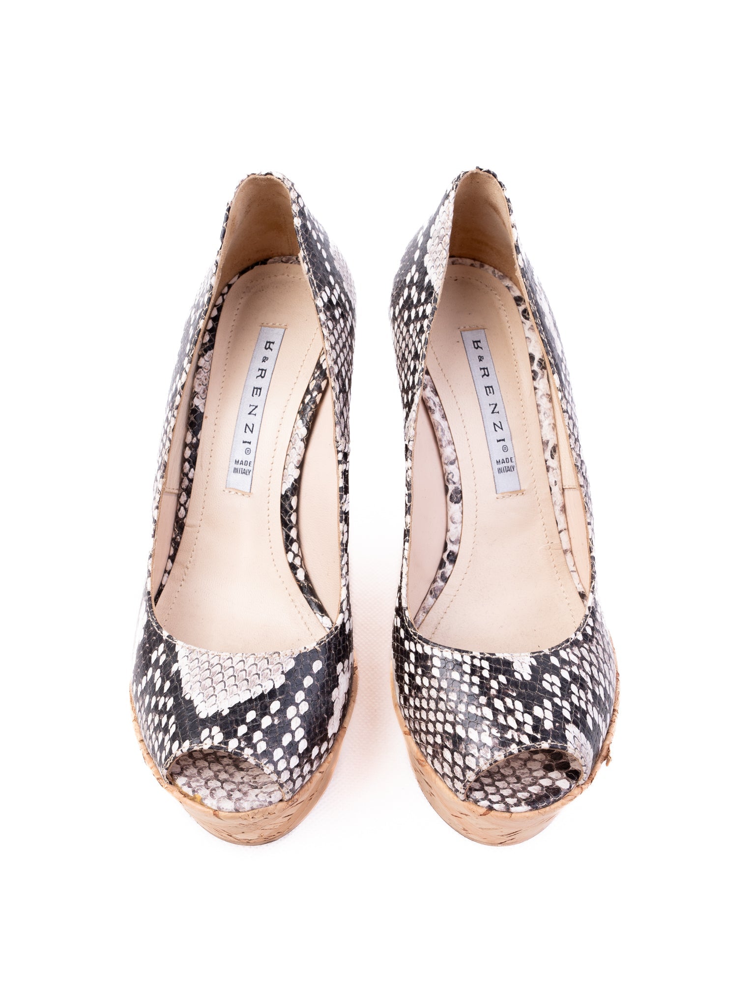 Excellent R&Renzi Wedge-Heeled Shoes Leather Size 36 Snakeskin