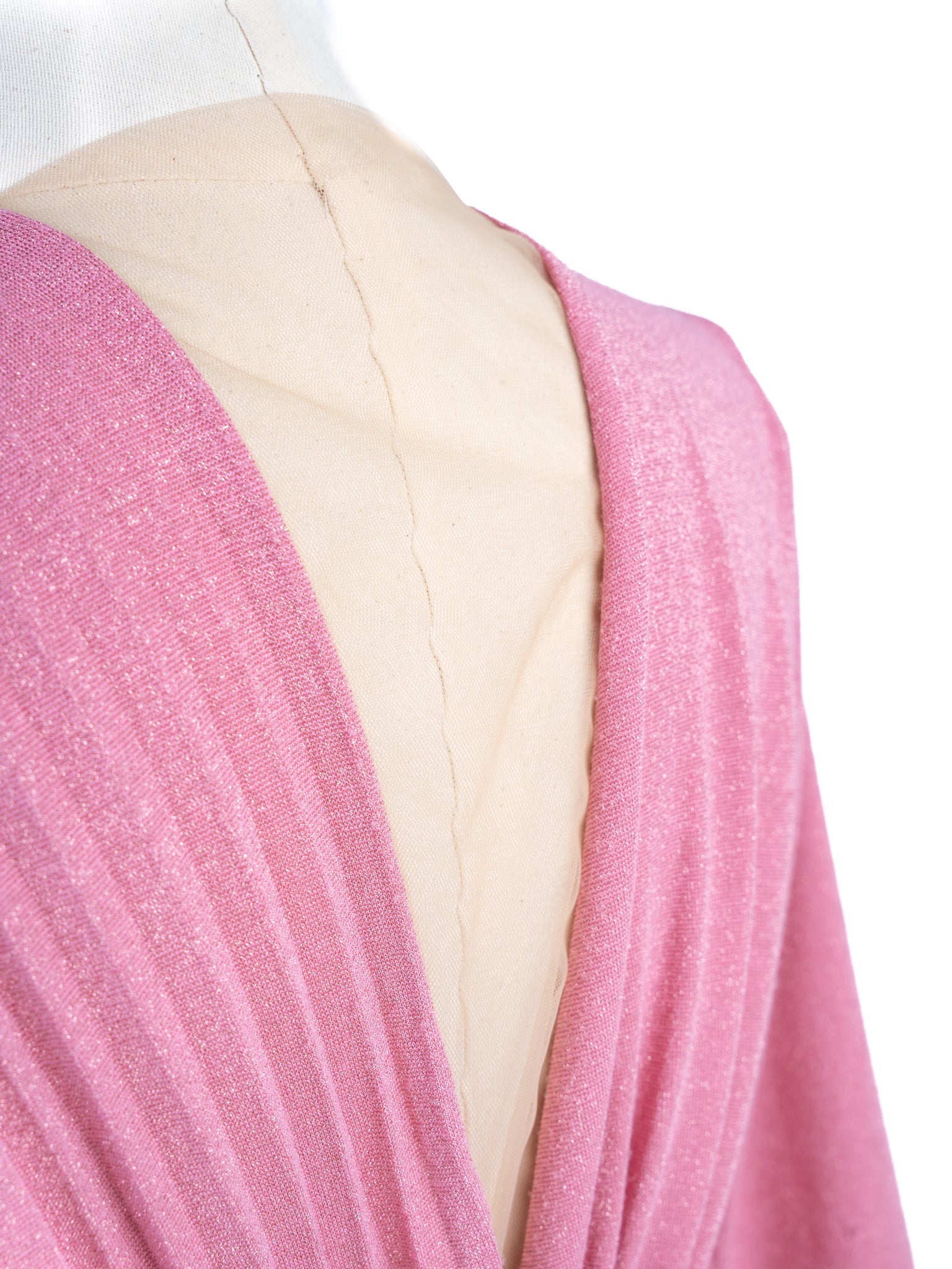 Excellent Elisabetta Franchi Pink Evening Gown with V-Neck & Asymmetric Sleeves