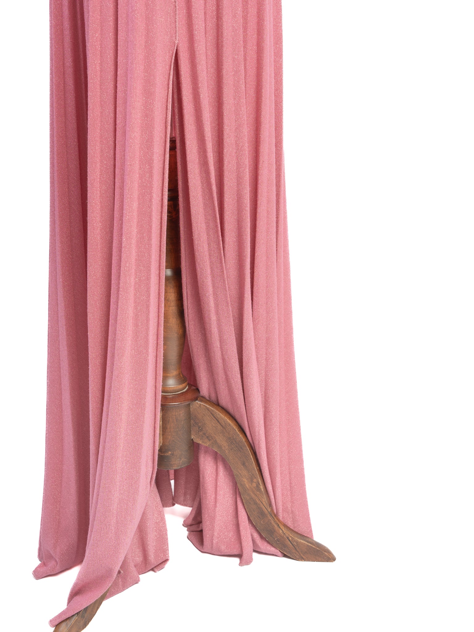 Excellent Elisabetta Franchi Pink Evening Gown with V-Neck & Asymmetric Sleeves