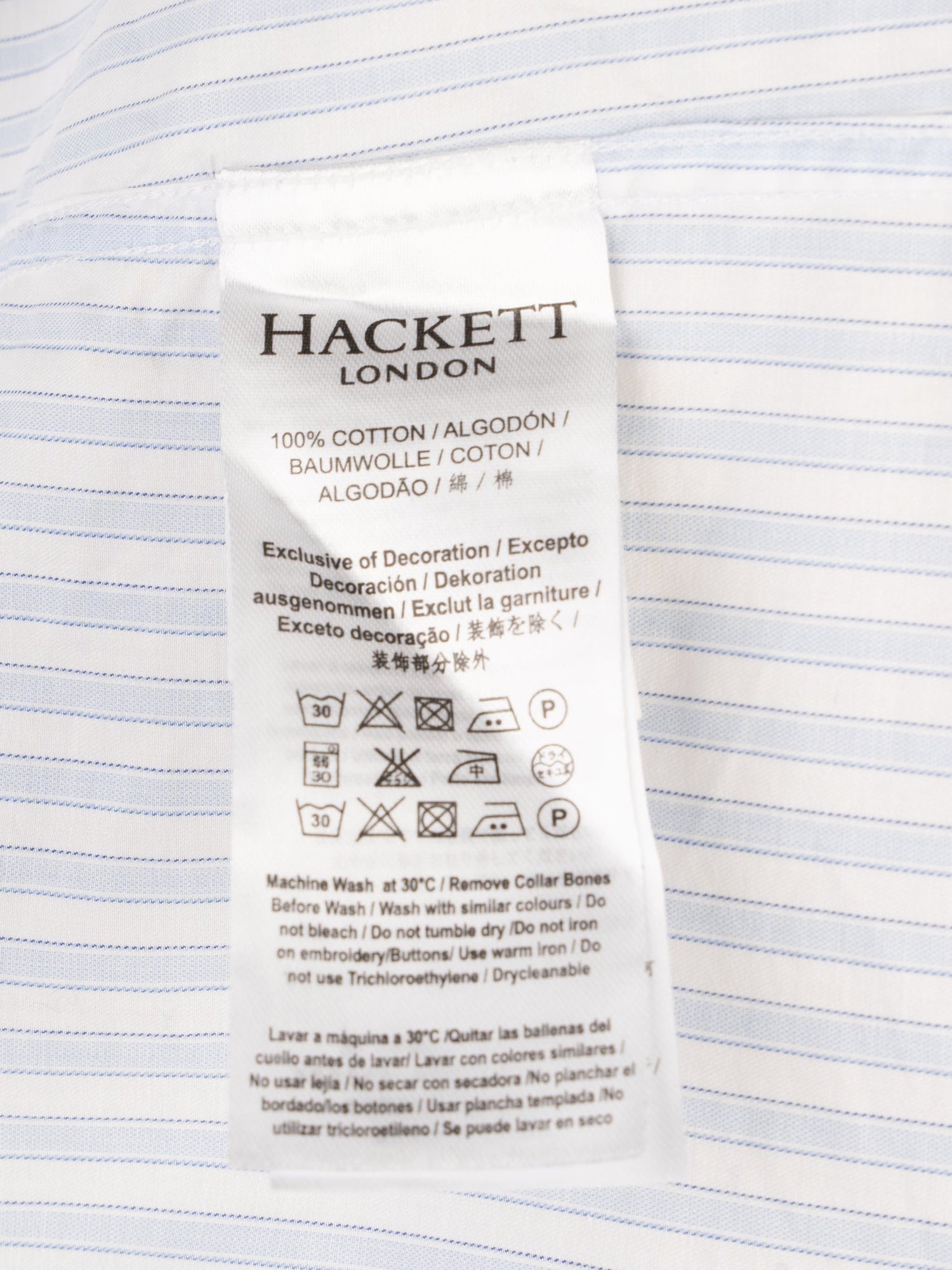 Excellent Hackett Blue Striped Cotton Shirt Size XL