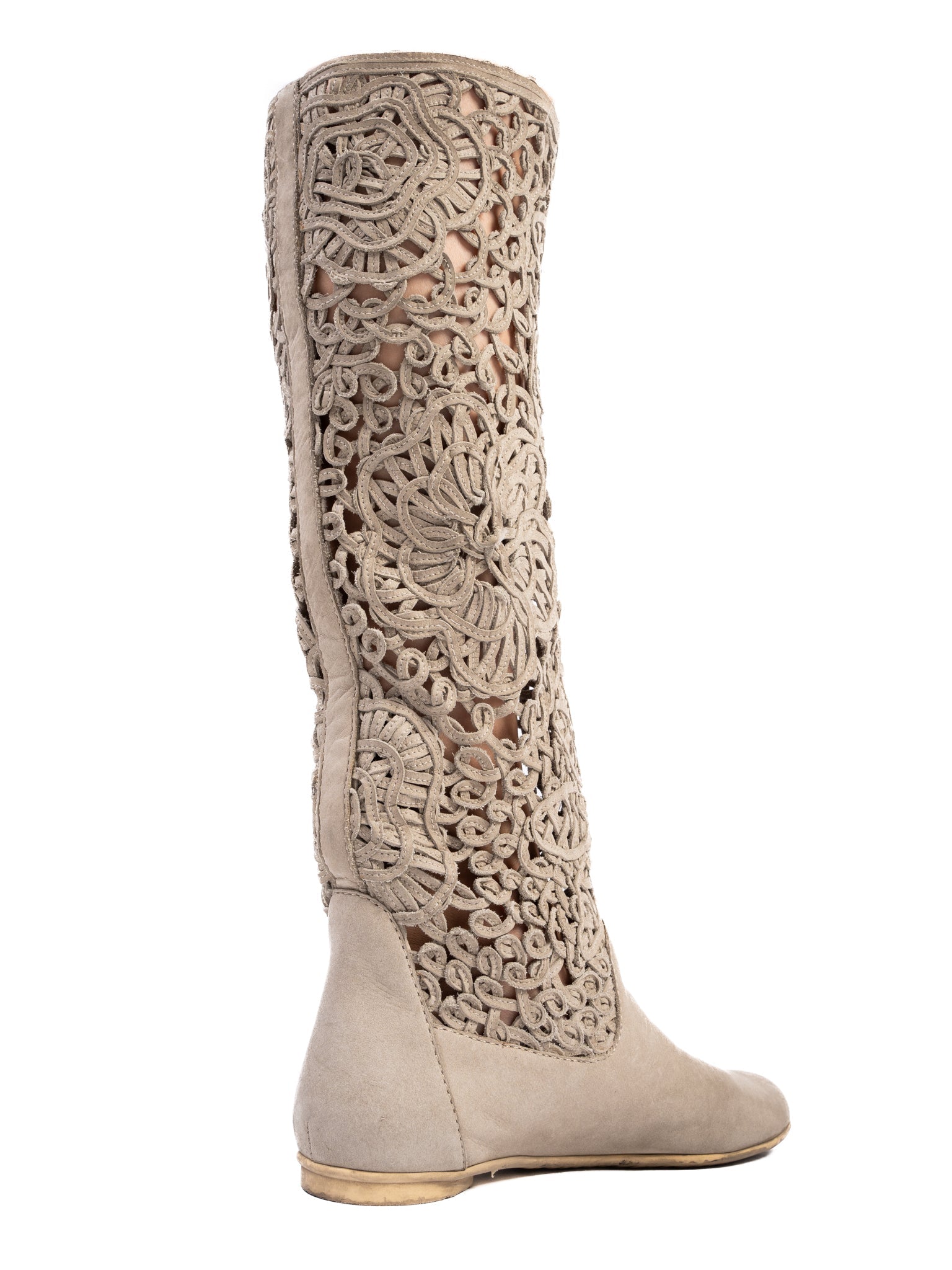 Excellent Greymer Gray Nubuck Knee-High Boots Unique Design