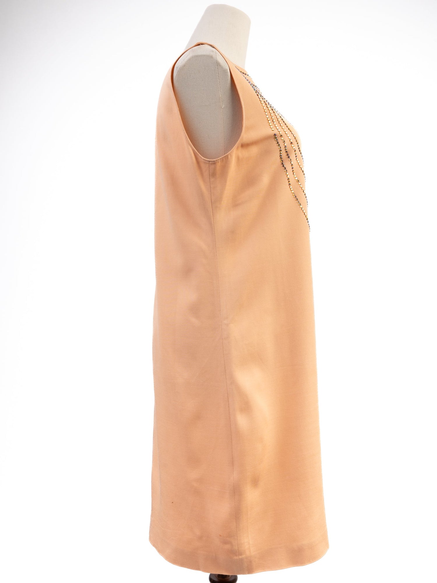 Good Moschino White Sleeveless Dress Size M with Chain Embellishments