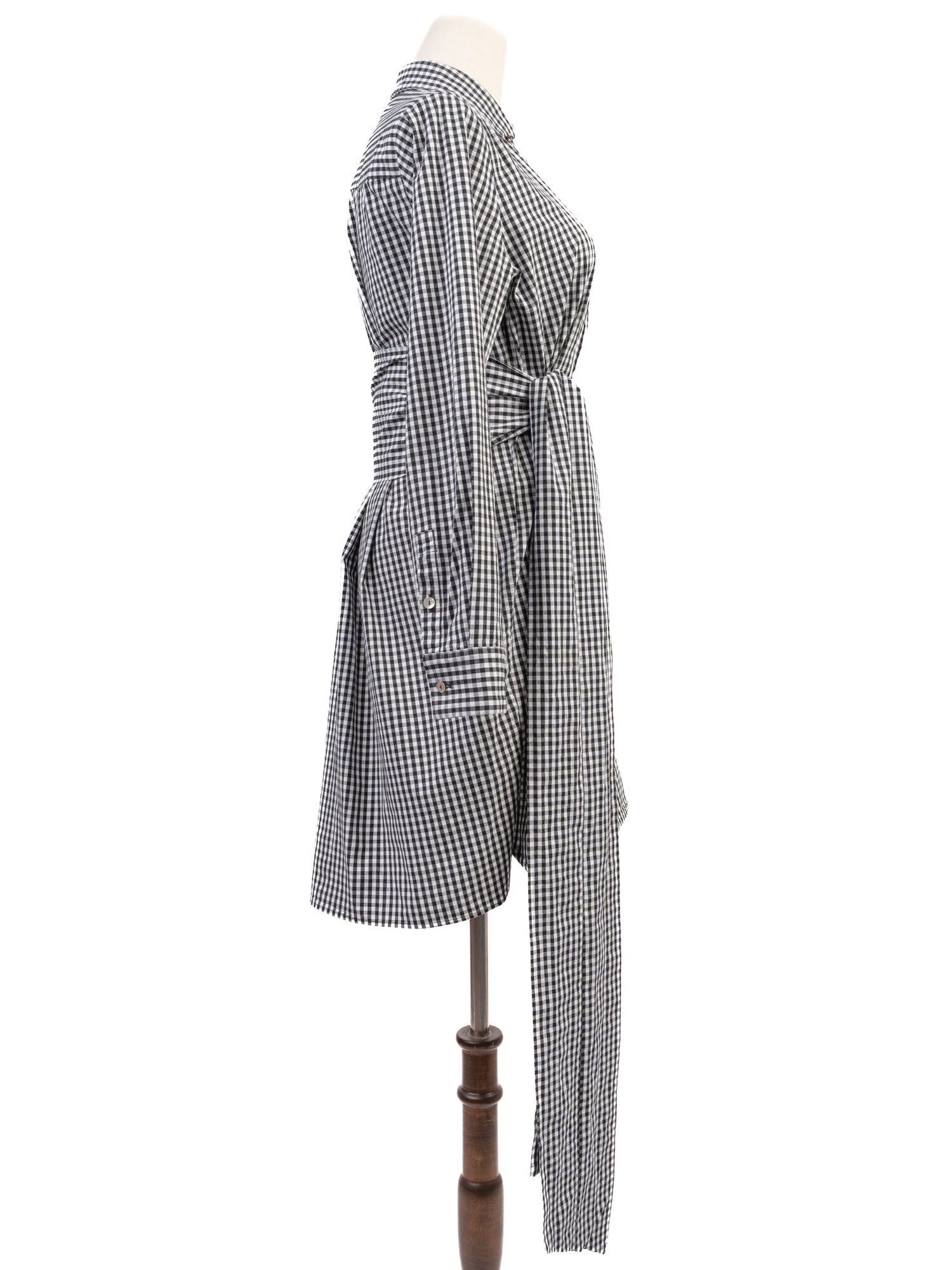 Good Marella Black and White Checkered Long-Sleeve Dress Size M