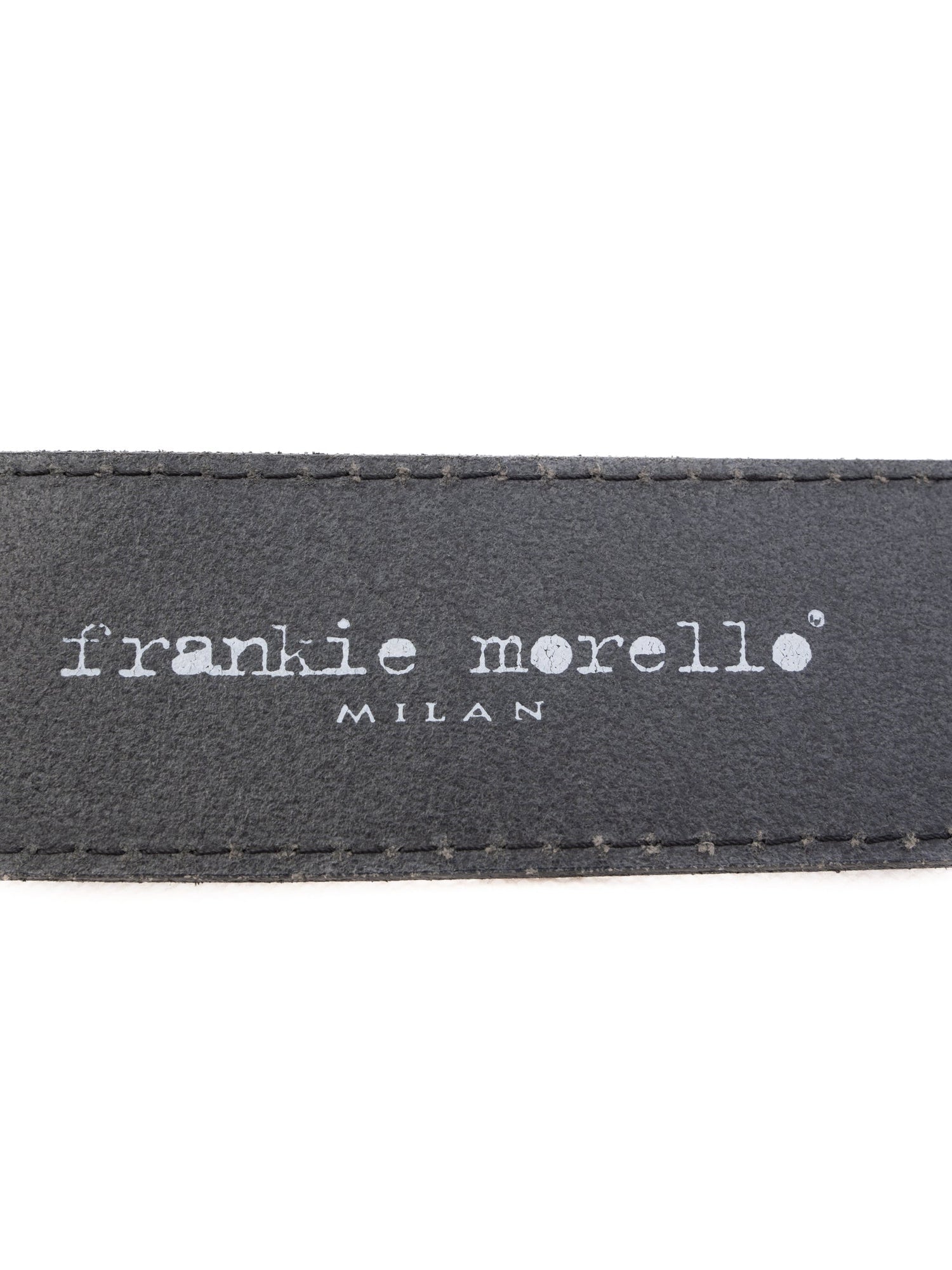 Frankie Morello Black Leather Belt with Ornate Metal Buckle
