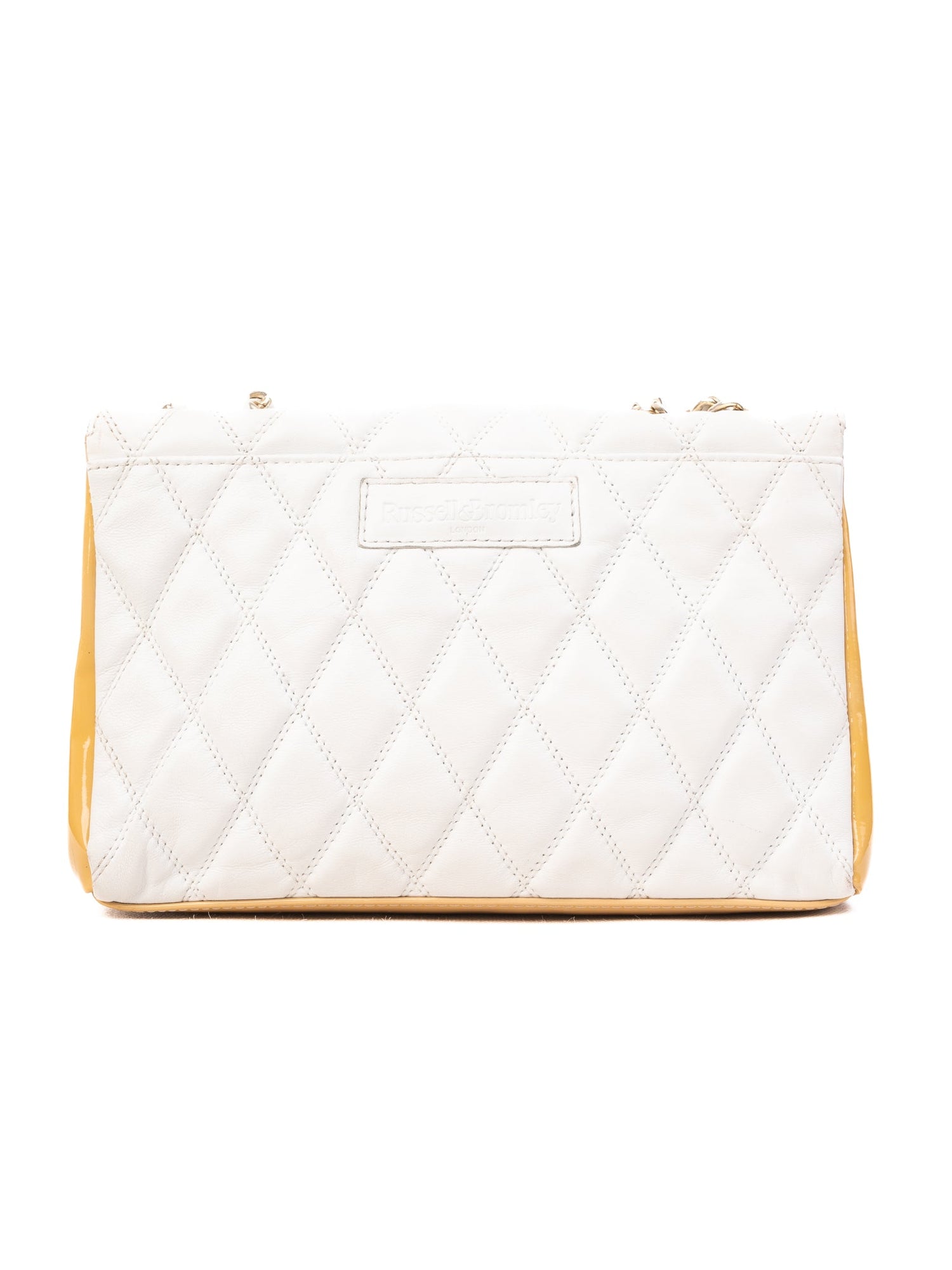 Excellent Russell Bromley White Leather Quilted Handbag with Chain Strap