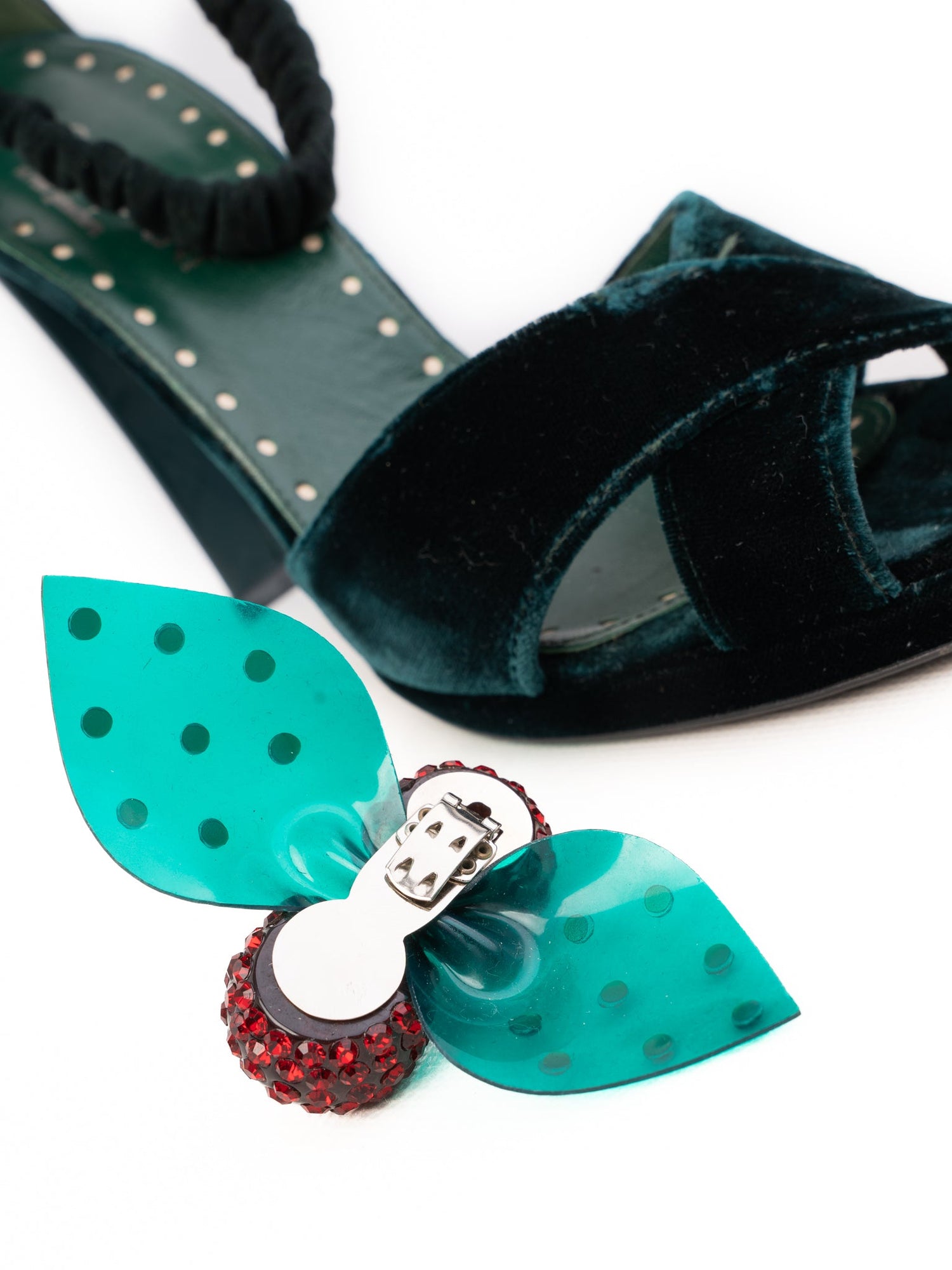 Perfect Yves Saint Laurent Green Velvet Heels Size 37.5 Women